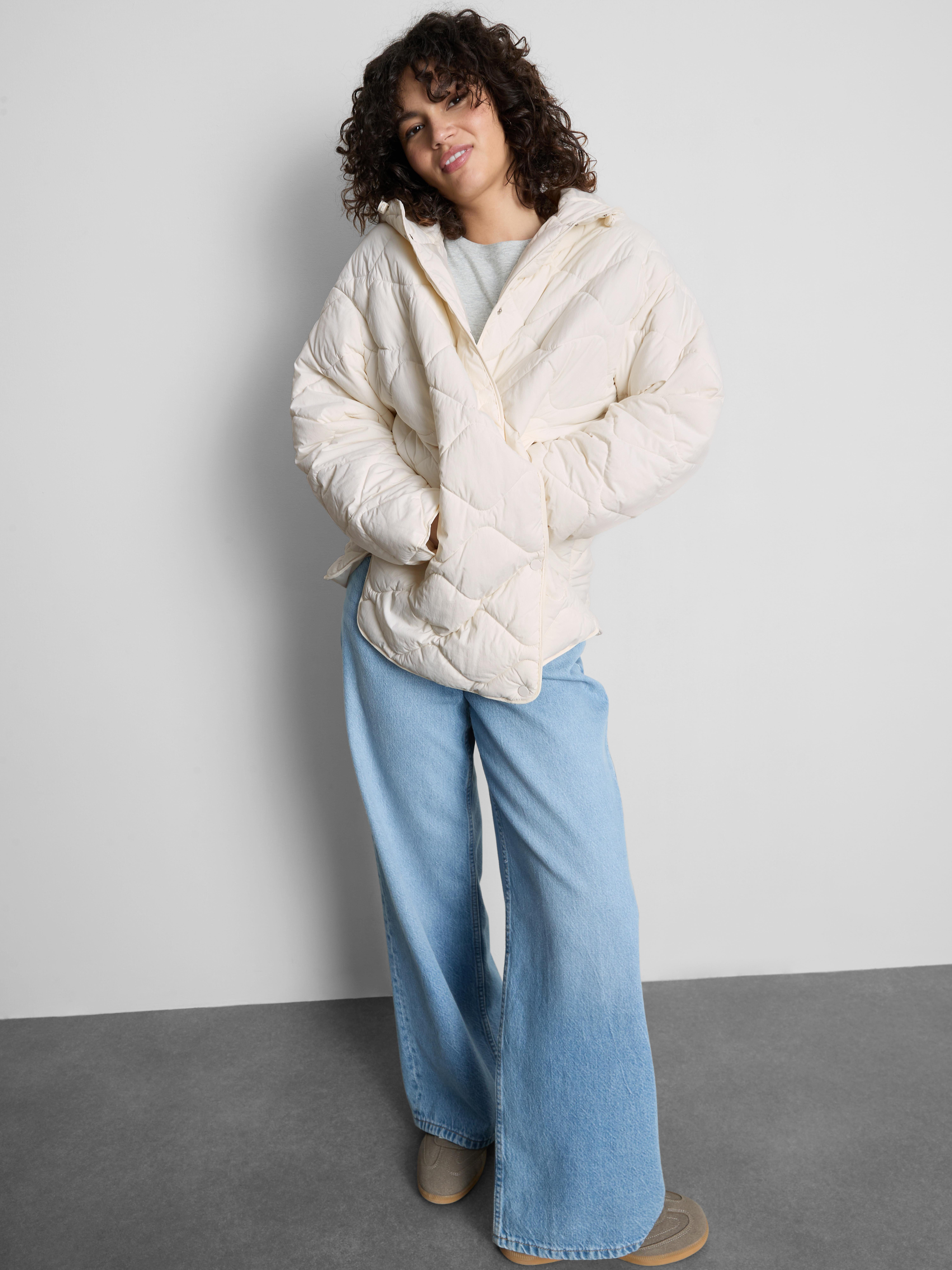 Hooded Quilted Jacket - Ivory