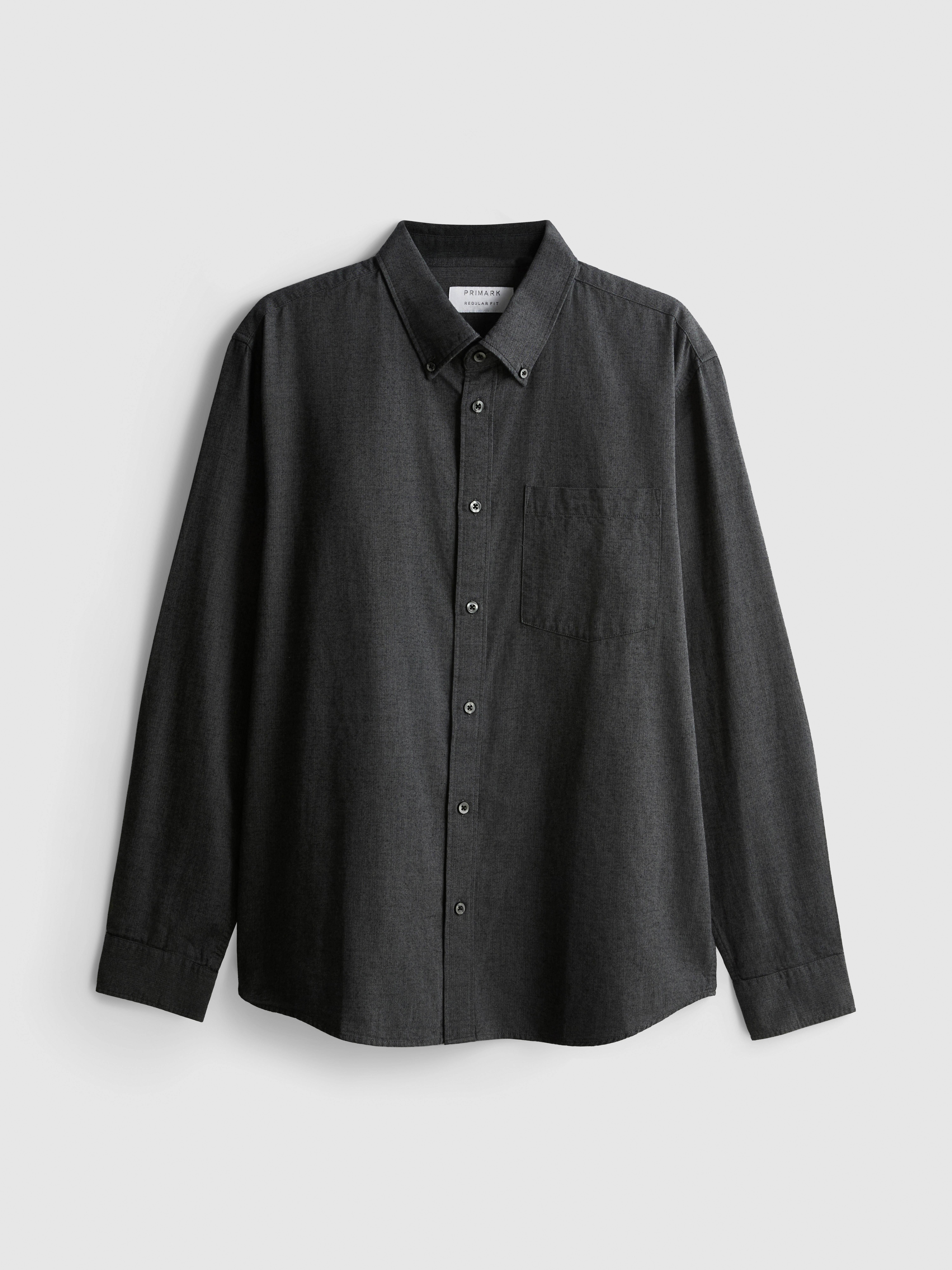 Pure Cotton Button-Down Shirt - Charcoal