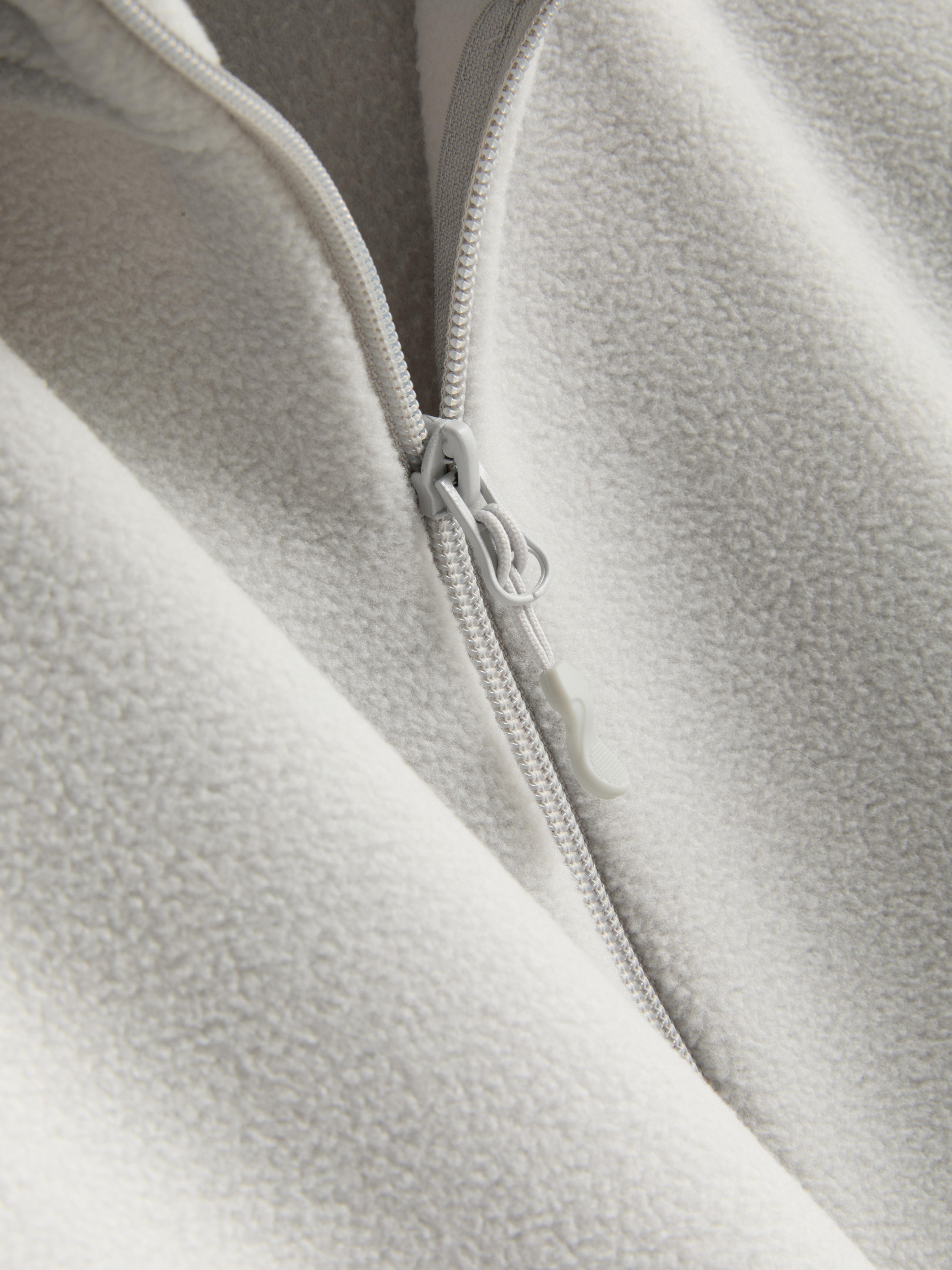 Zip-Up Funnel Neck Fleece - Light Gray