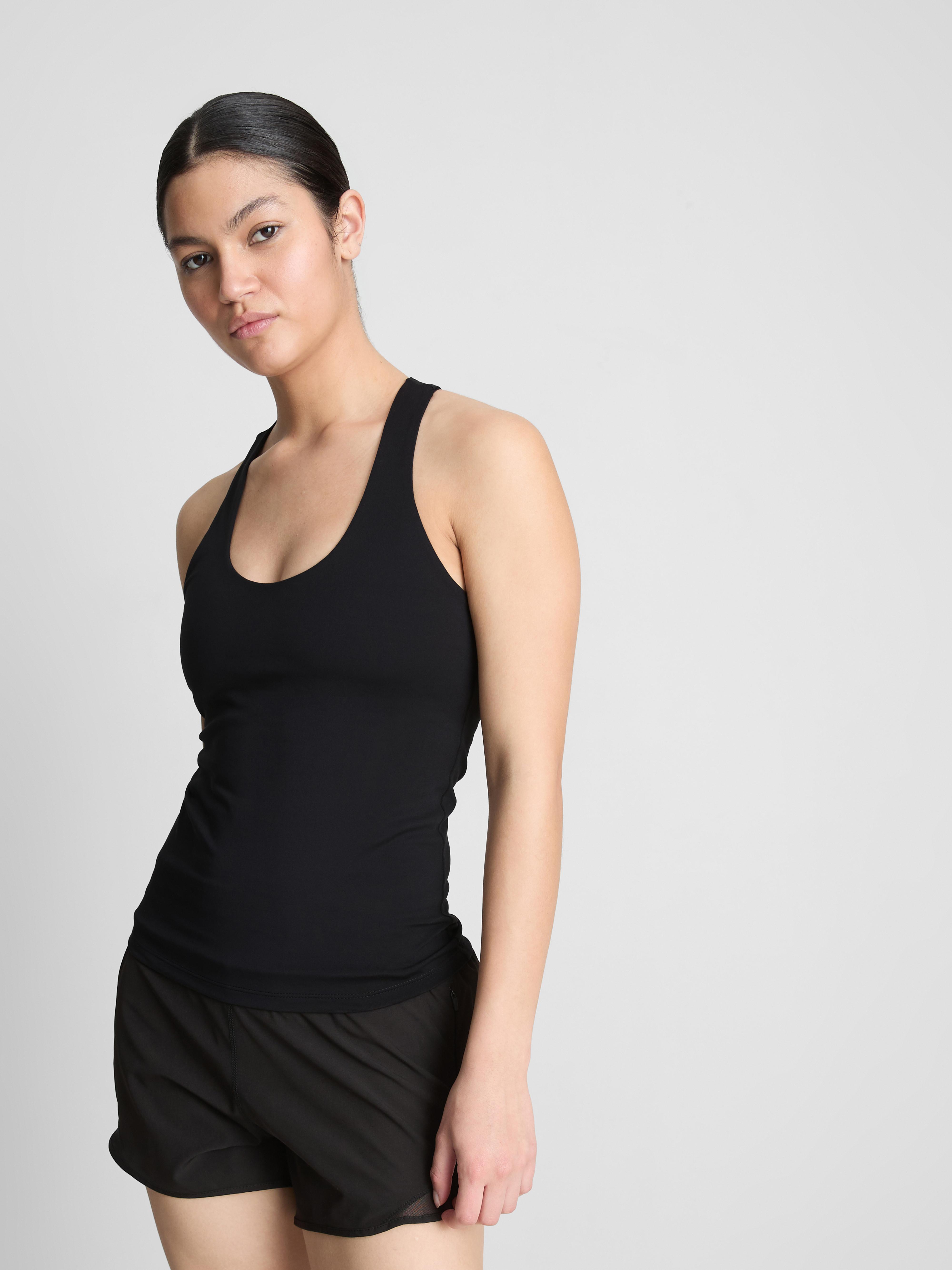 Scoop Neck Active Tank Top - Black