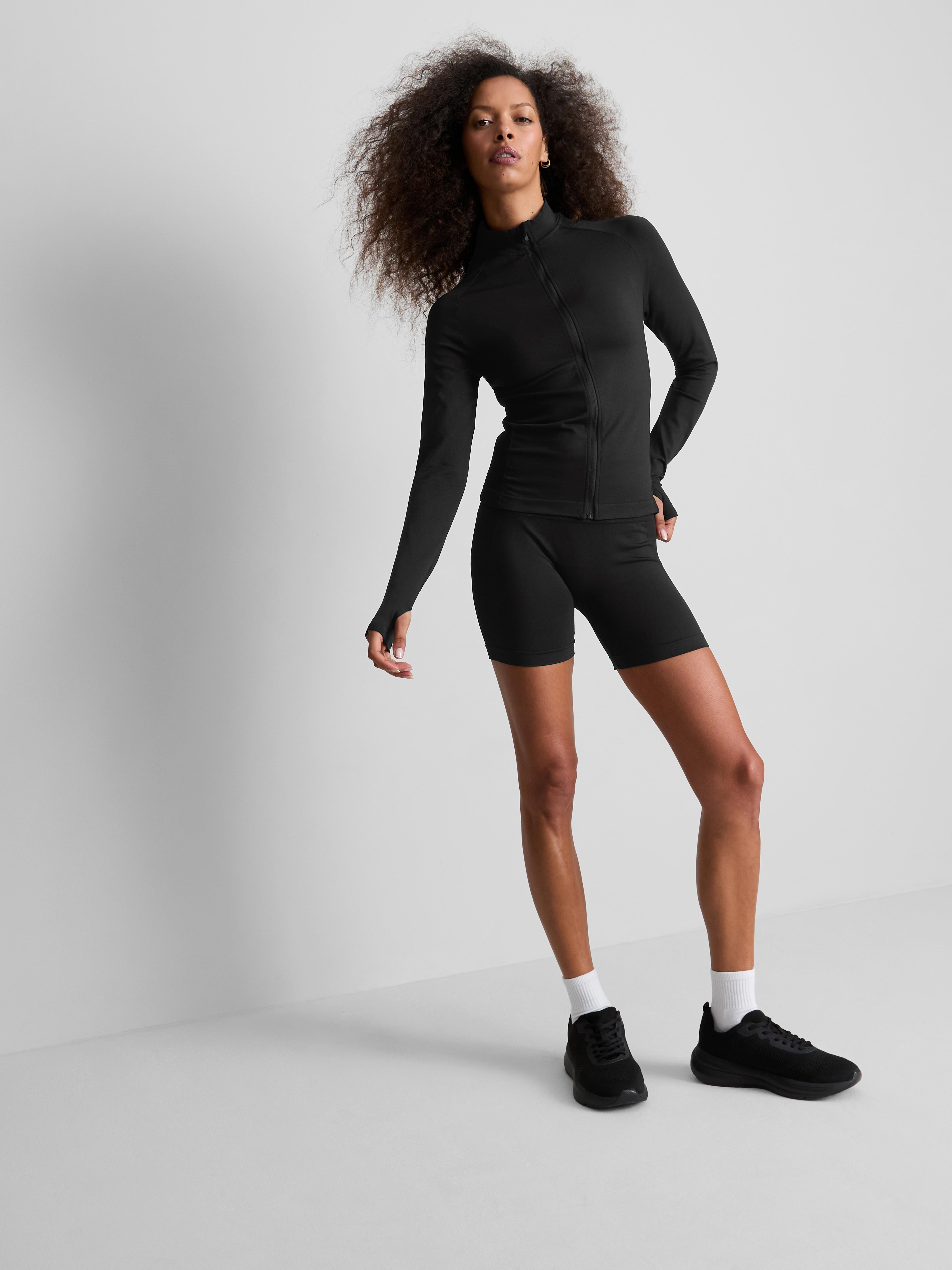 Seamless Zip Through Active Jacket - Black
