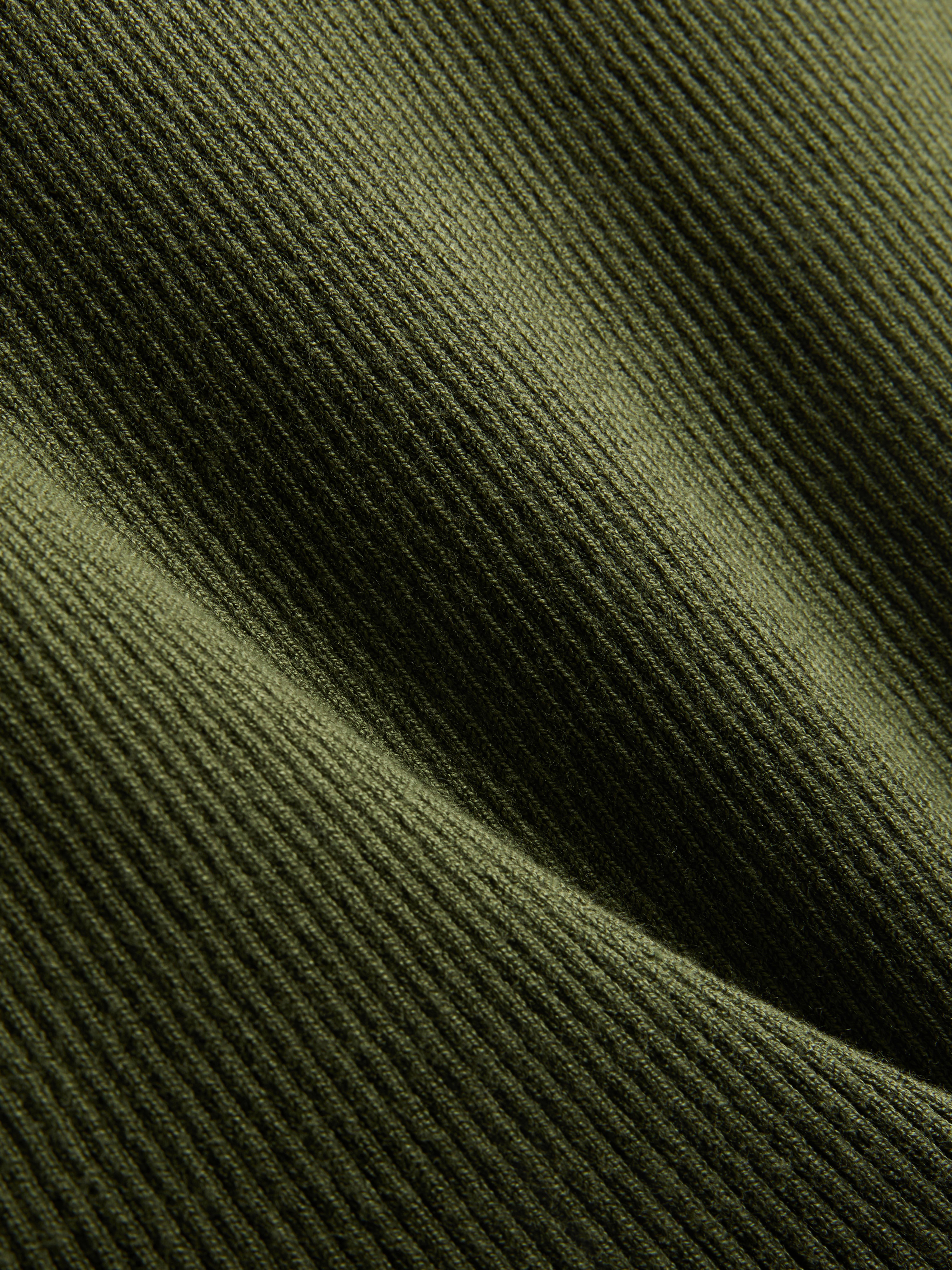 Ribbed Crew Neck Sweater - Olive