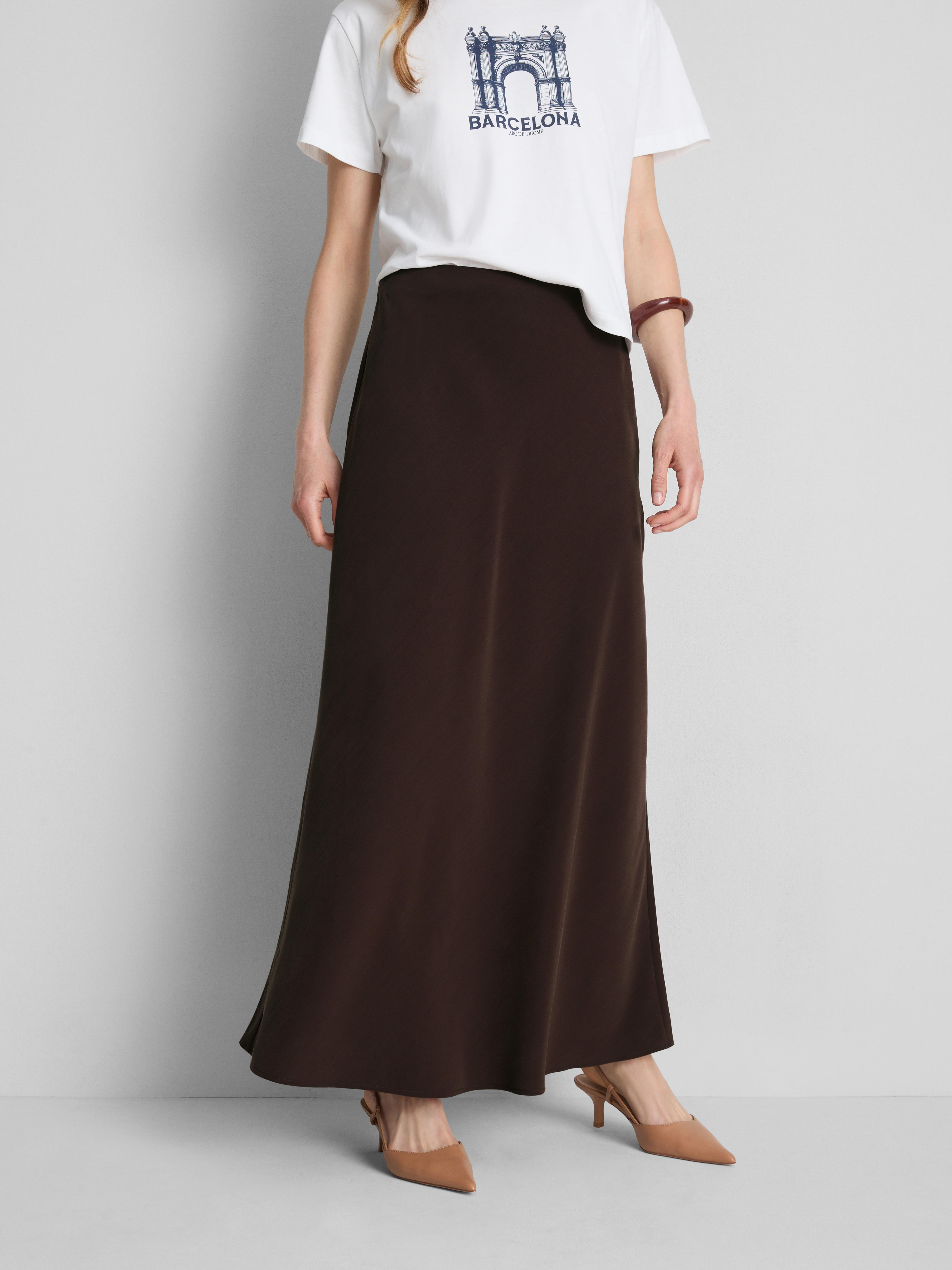 Bias-Cut Midi Skirt - Chocolate