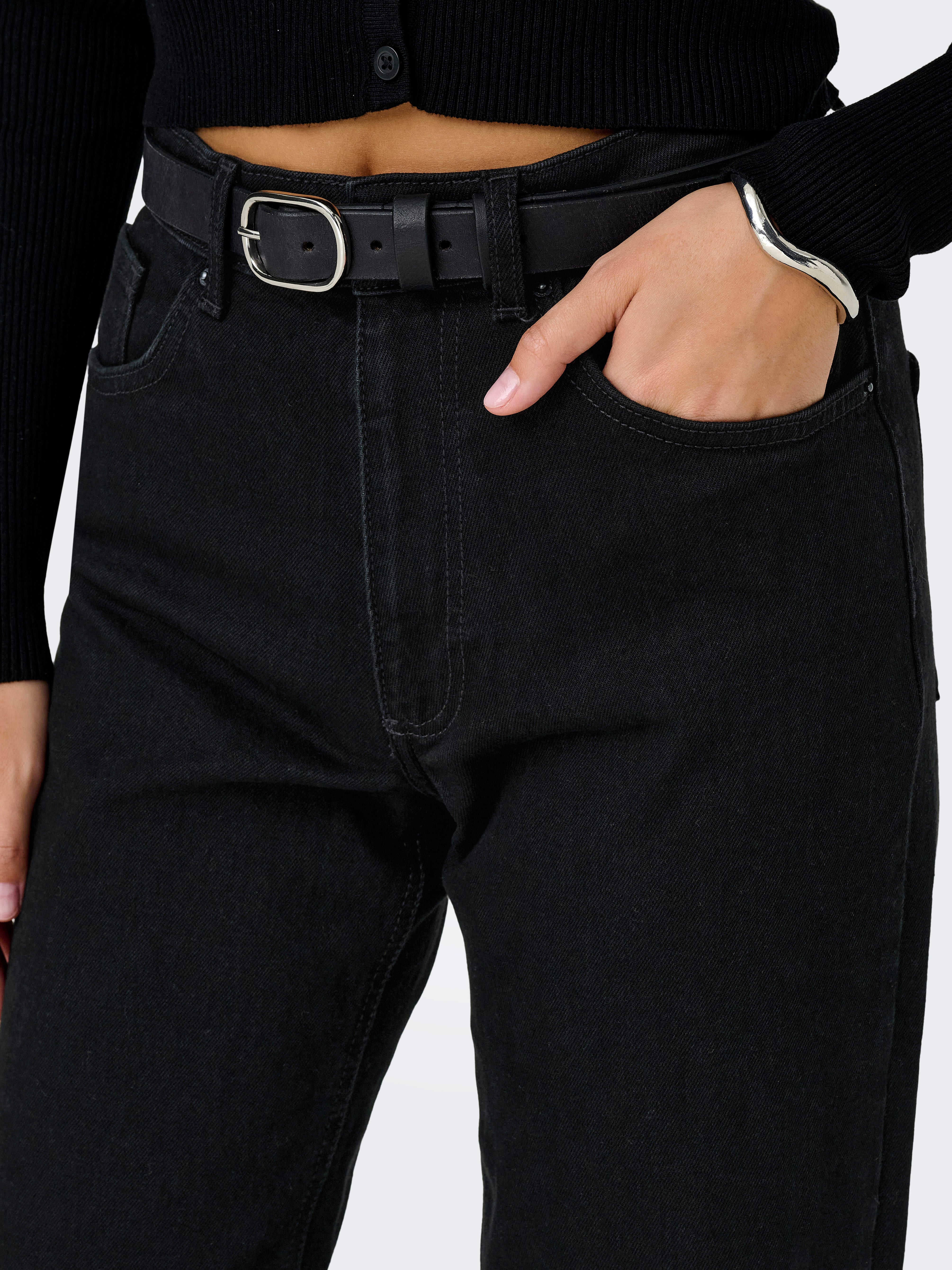 ONLJUICY High waist Wide Leg Fit Jeans Black Denim