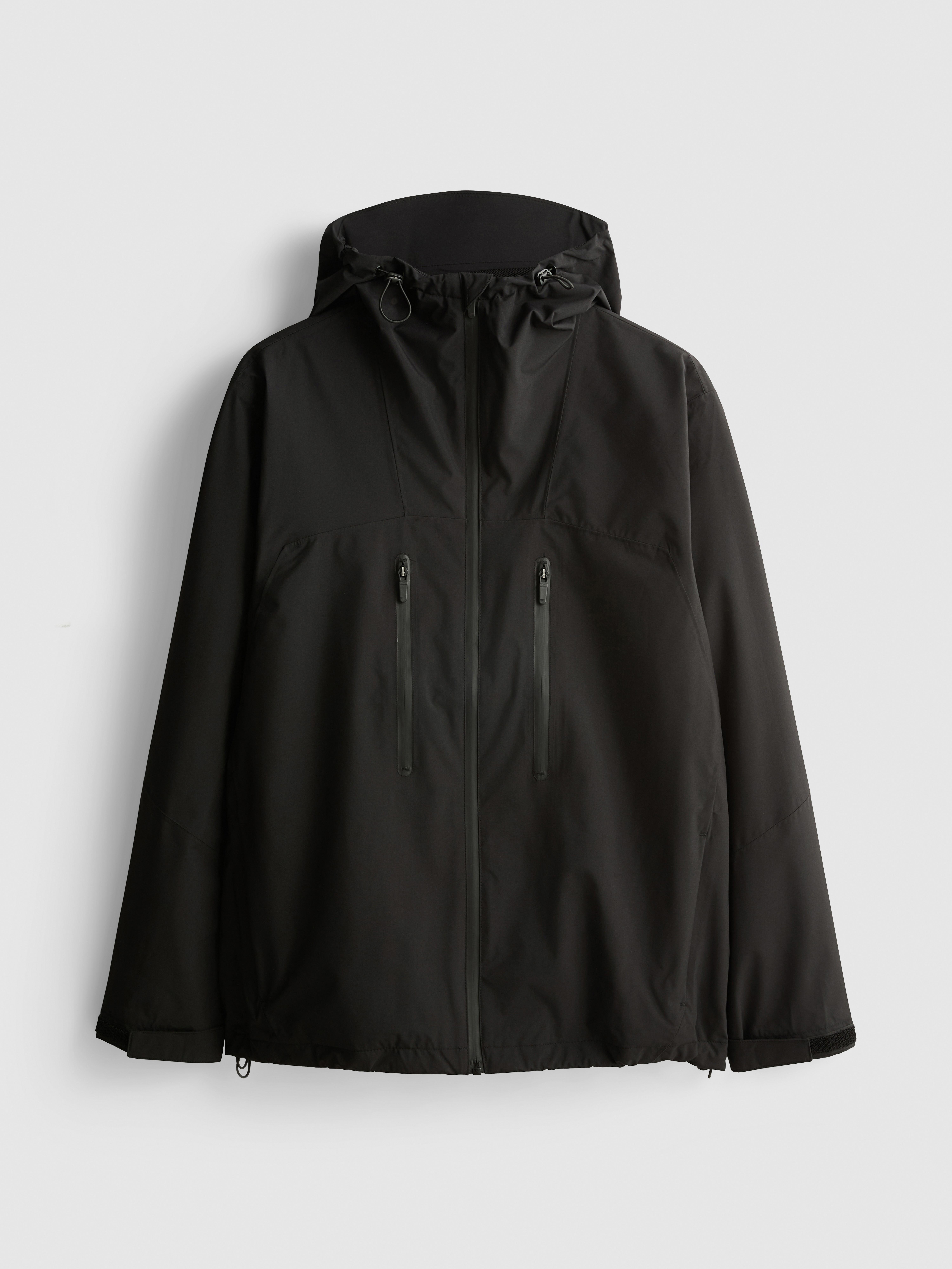 Hooded Zip Raincoat - Black