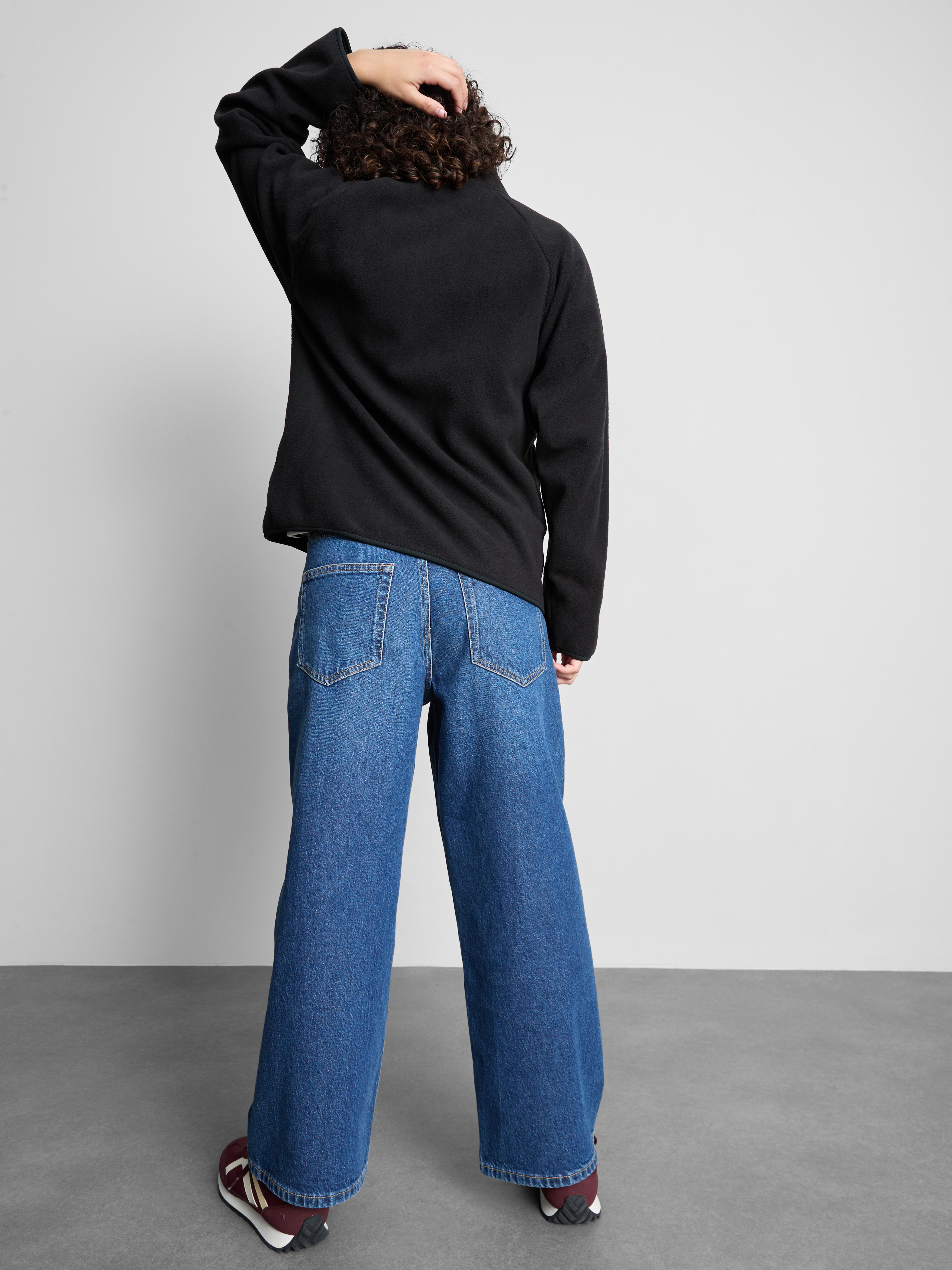 Zip-Up Funnel Neck Fleece - Black