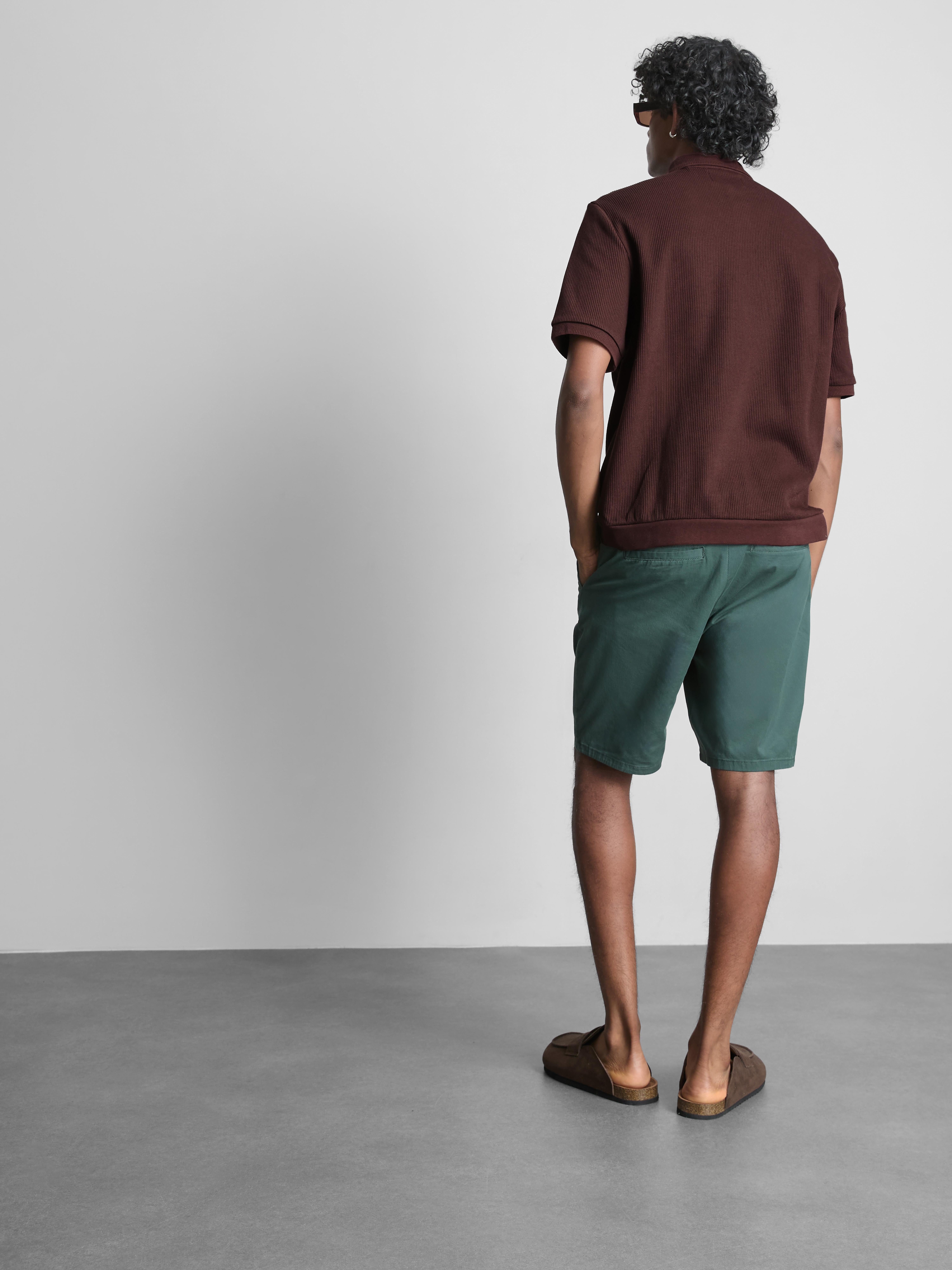 The Edit Ribbed Polo Shirt - Burgundy