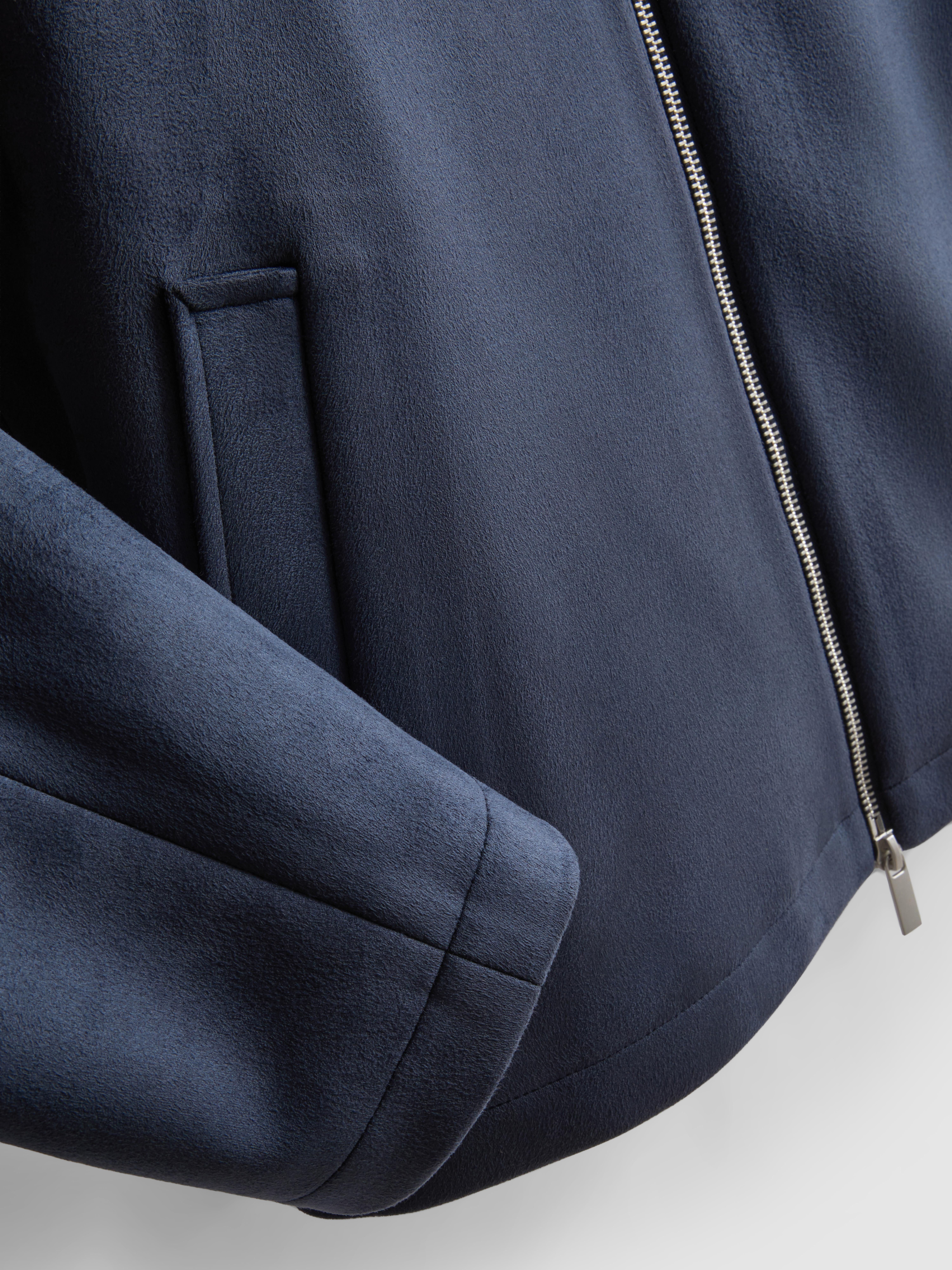 The Edit Regular Fit Suedette Jacket - Navy