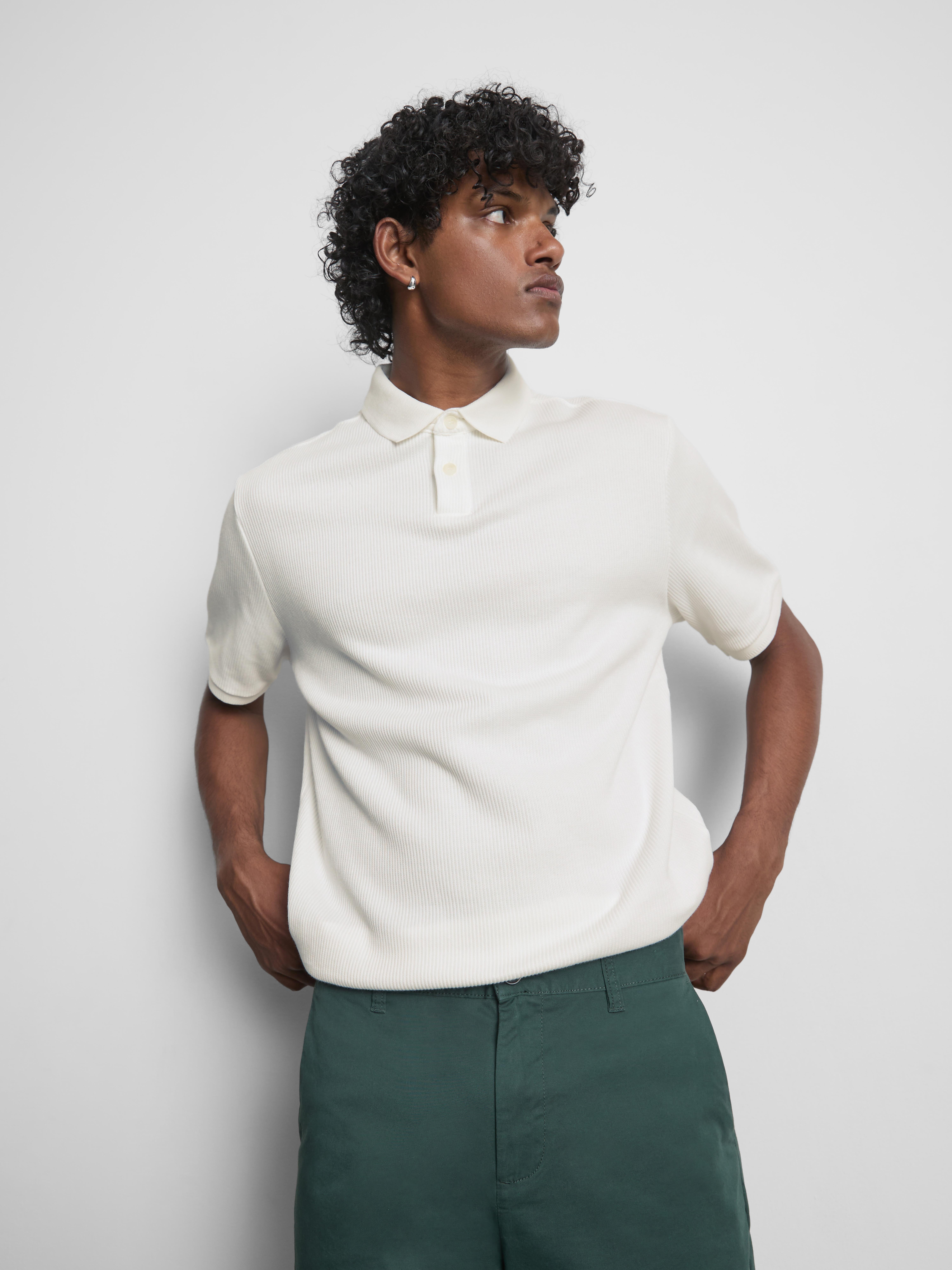 The Edit Ribbed Polo Shirt - Ivory