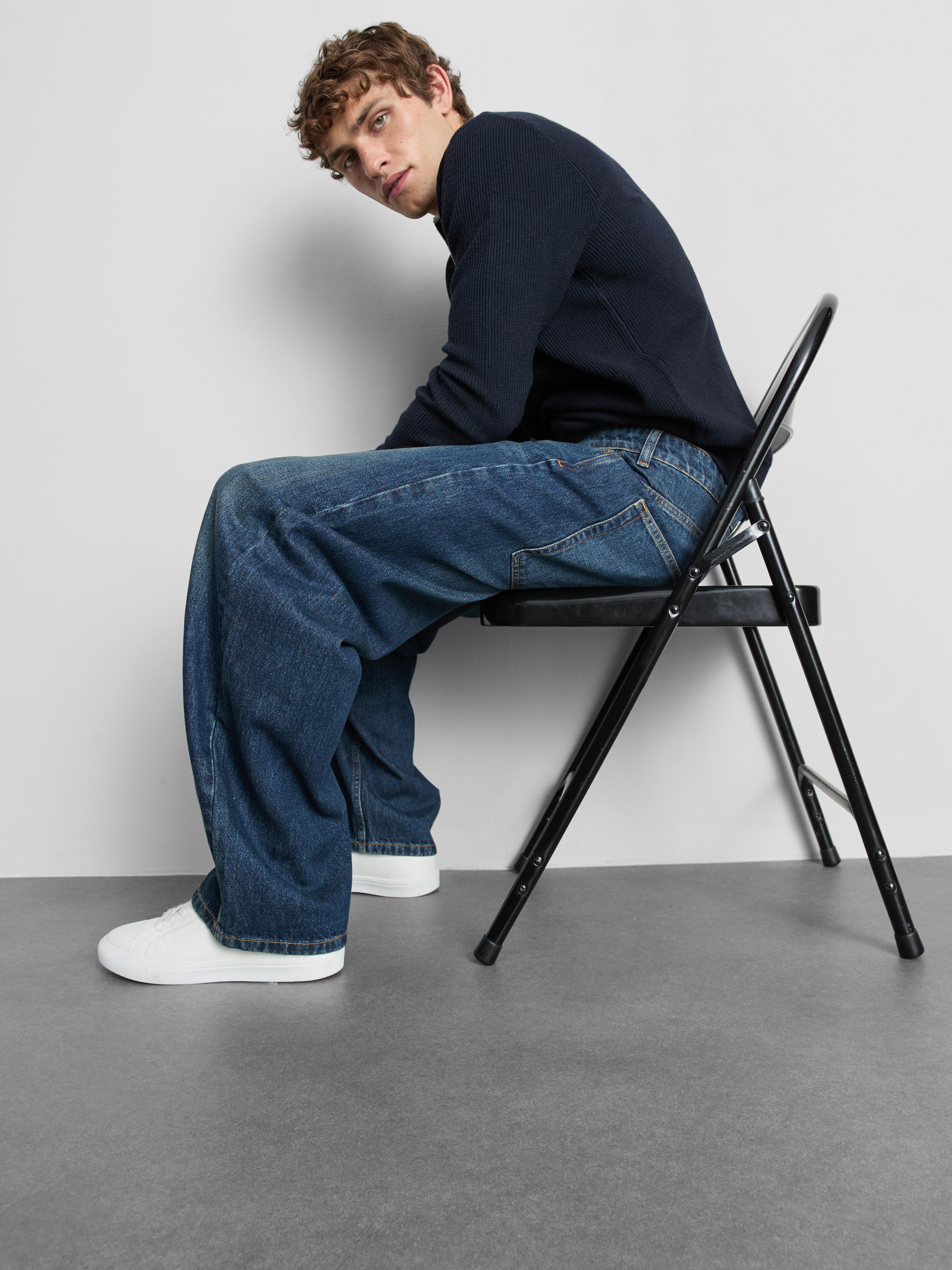 Mid-Rise Baggy Jeans - Mid Blue