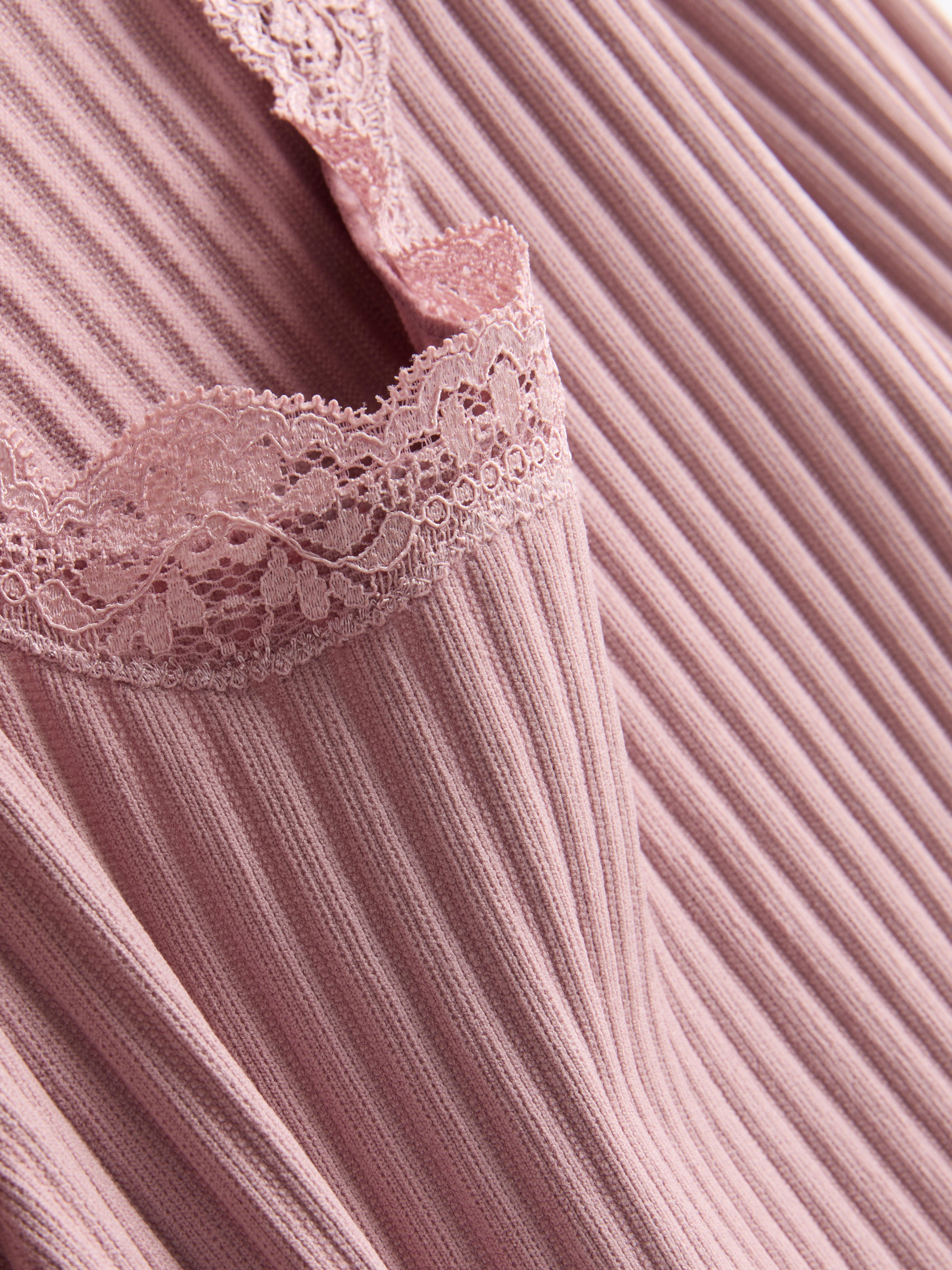 Ribbed Long-Sleeve Squareneck Top - Pink