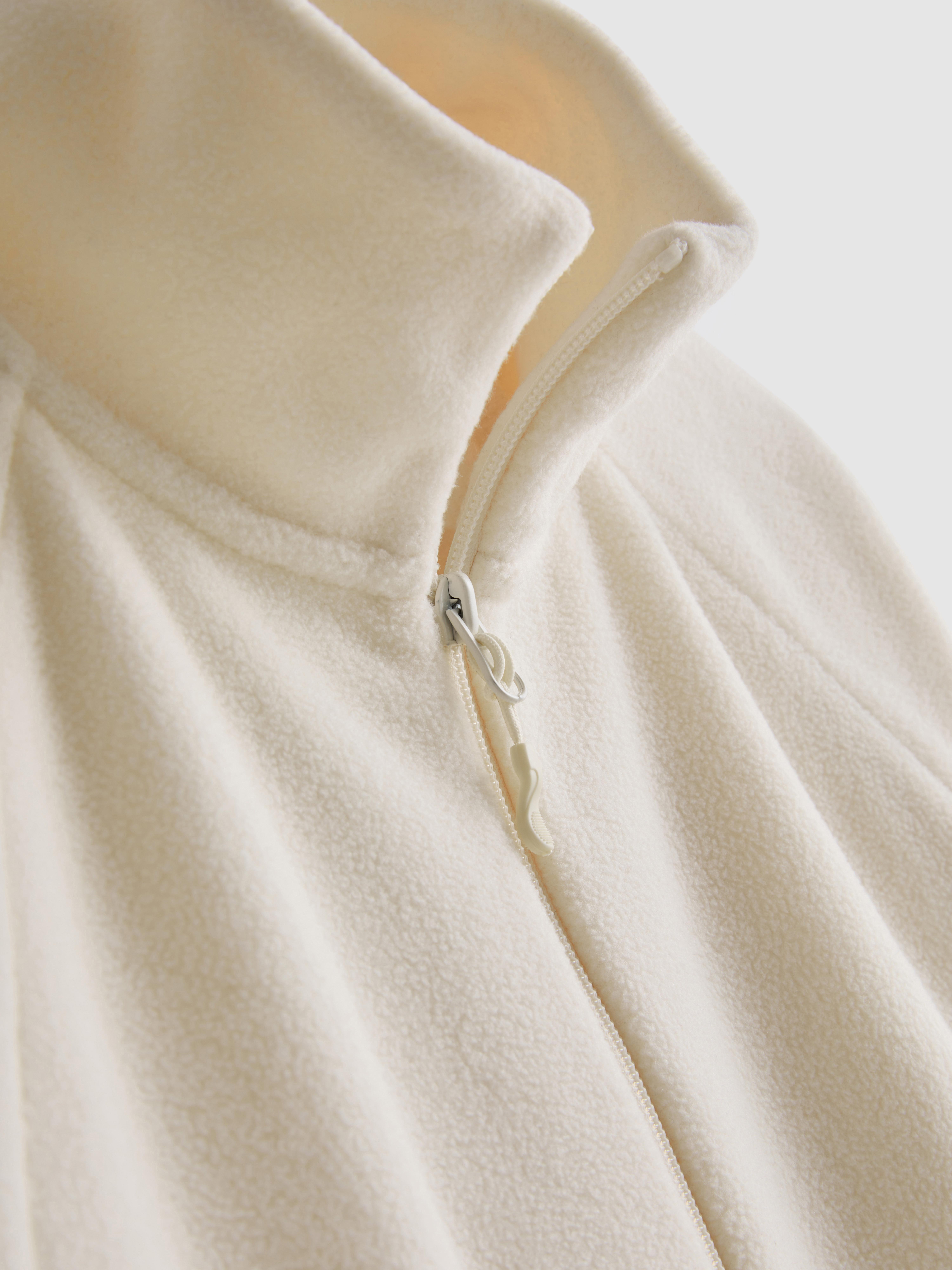 Zip-Up Funnel Neck Fleece - Ivory