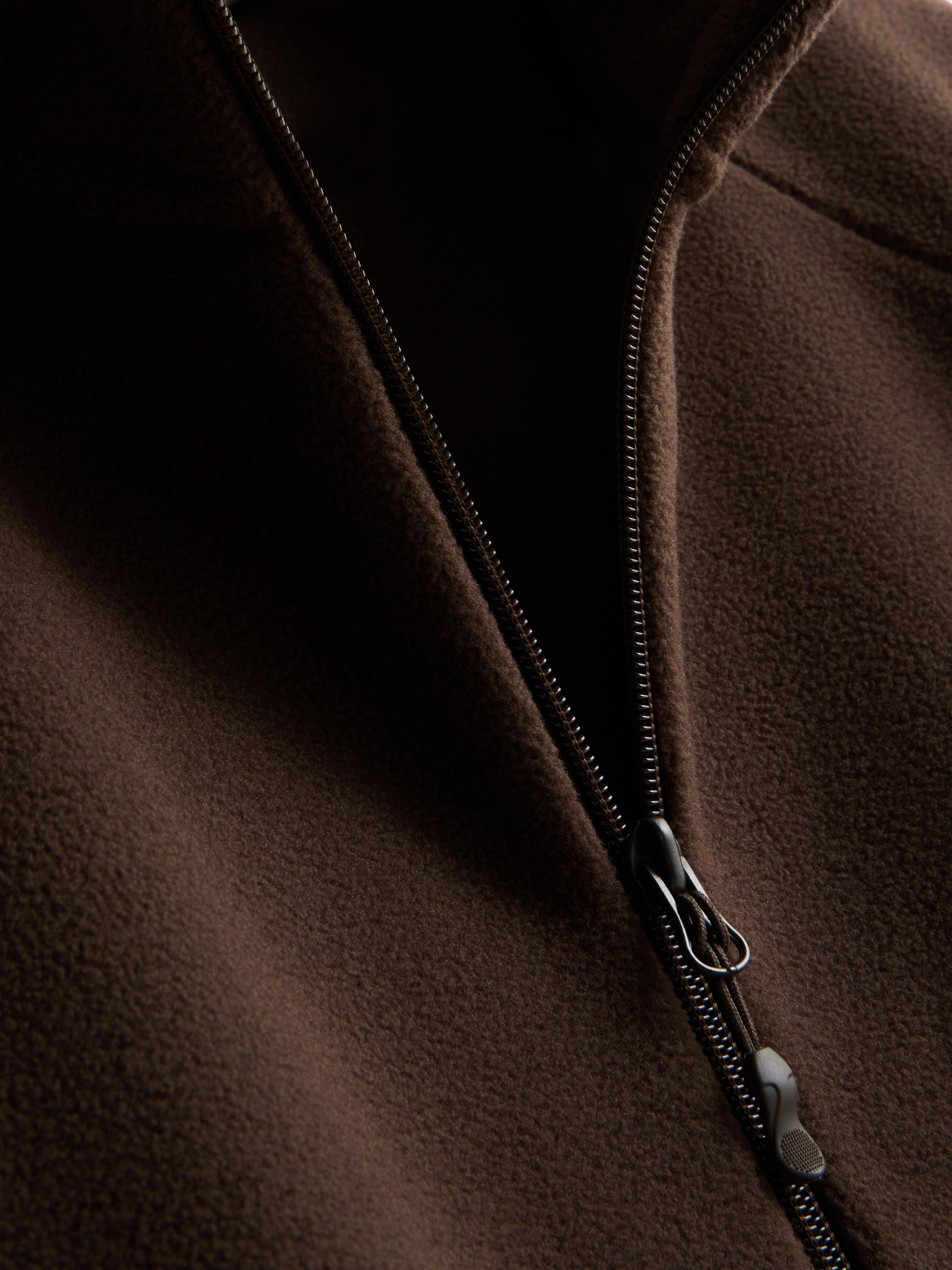 Zip-Up Funnel Neck Fleece - Chocolate