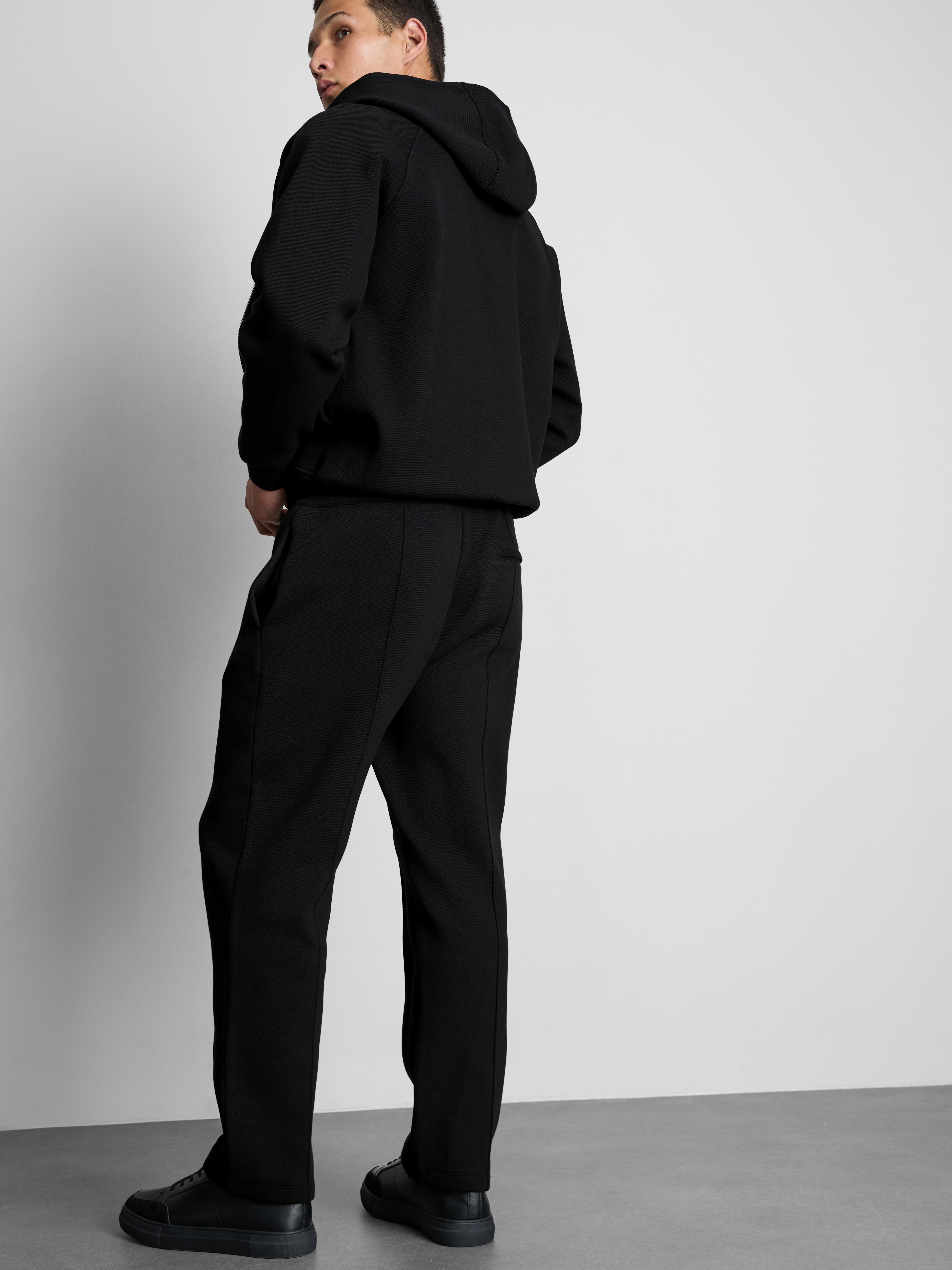 The Edit Pique Drawstring Joggers - Black