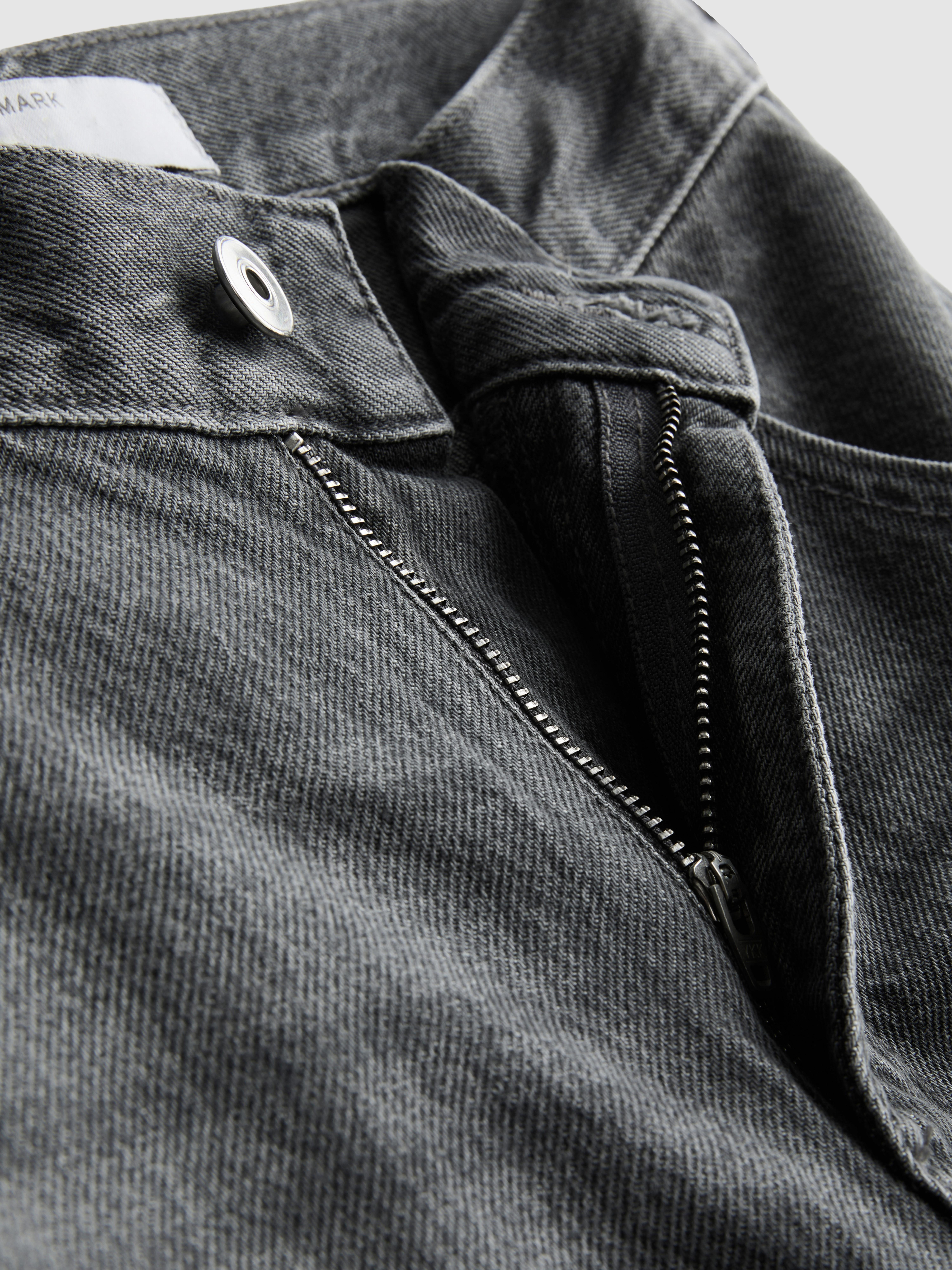 Cotton Denim Baggy Barrel Leg Jeans - Gray