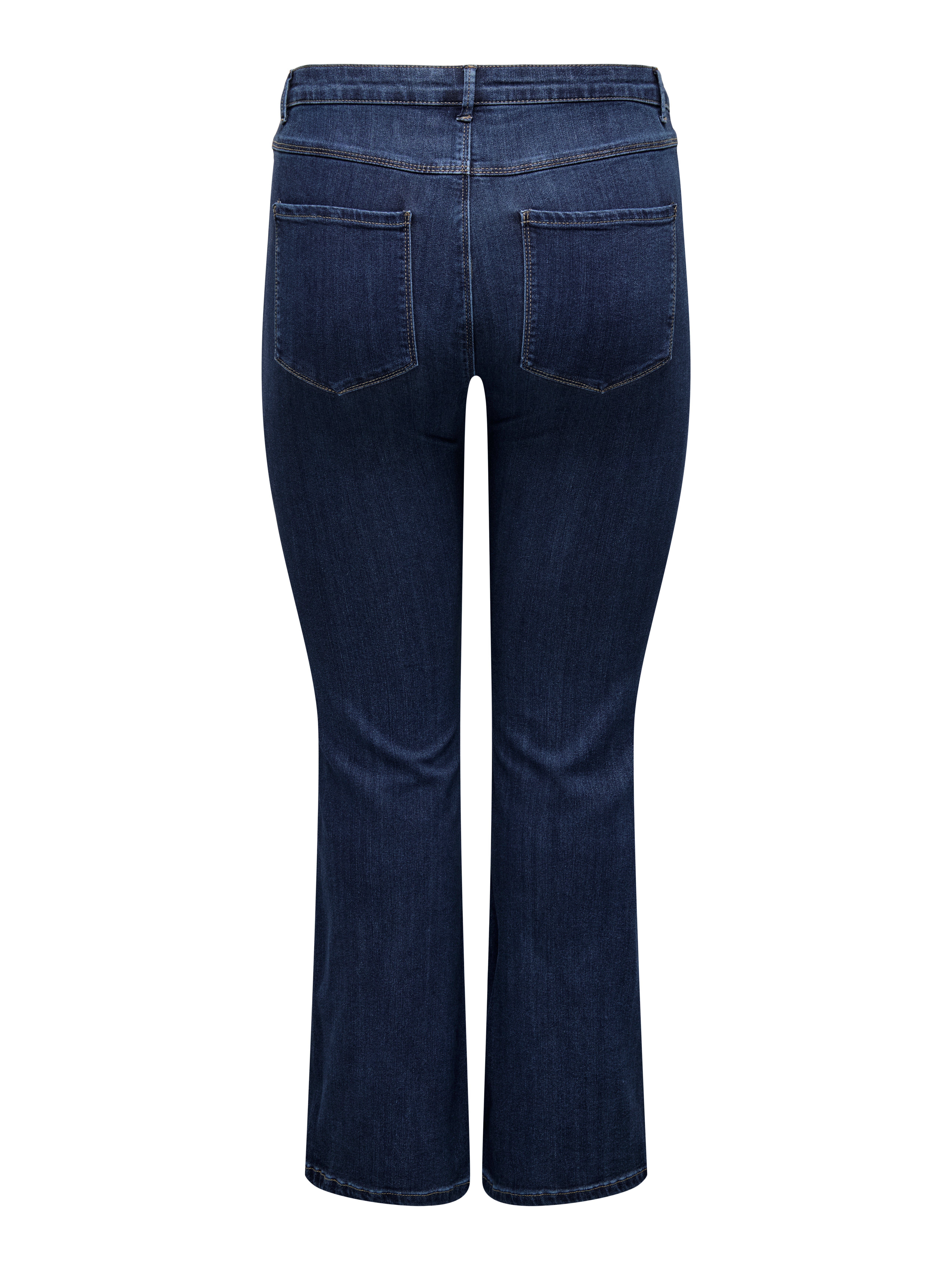 CARTHUNDER Mid waist Flared Fit Jeans Dark Blue Denim