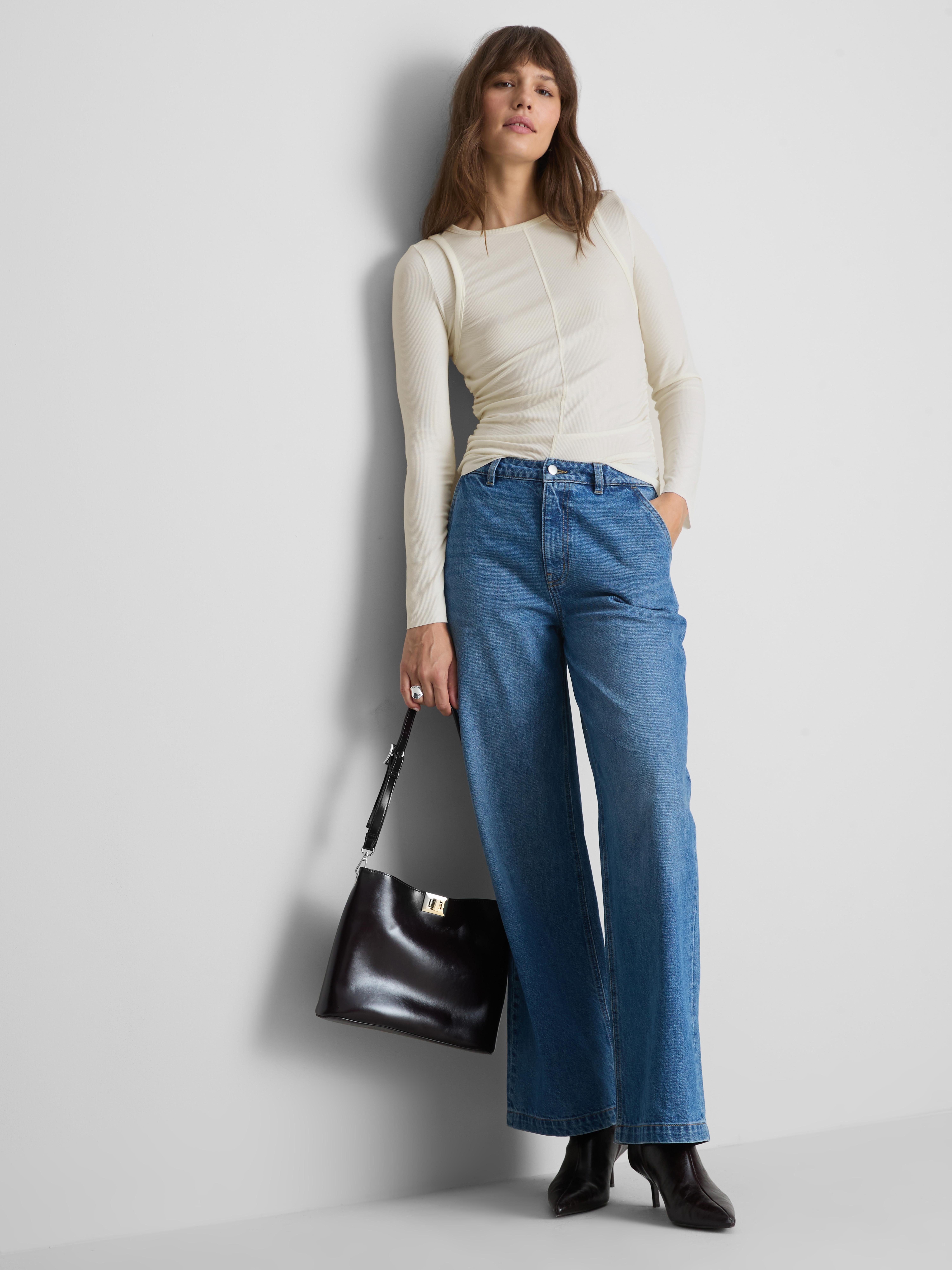 Paula Echevarría Long-Sleeve Double-Layered Top - Ivory
