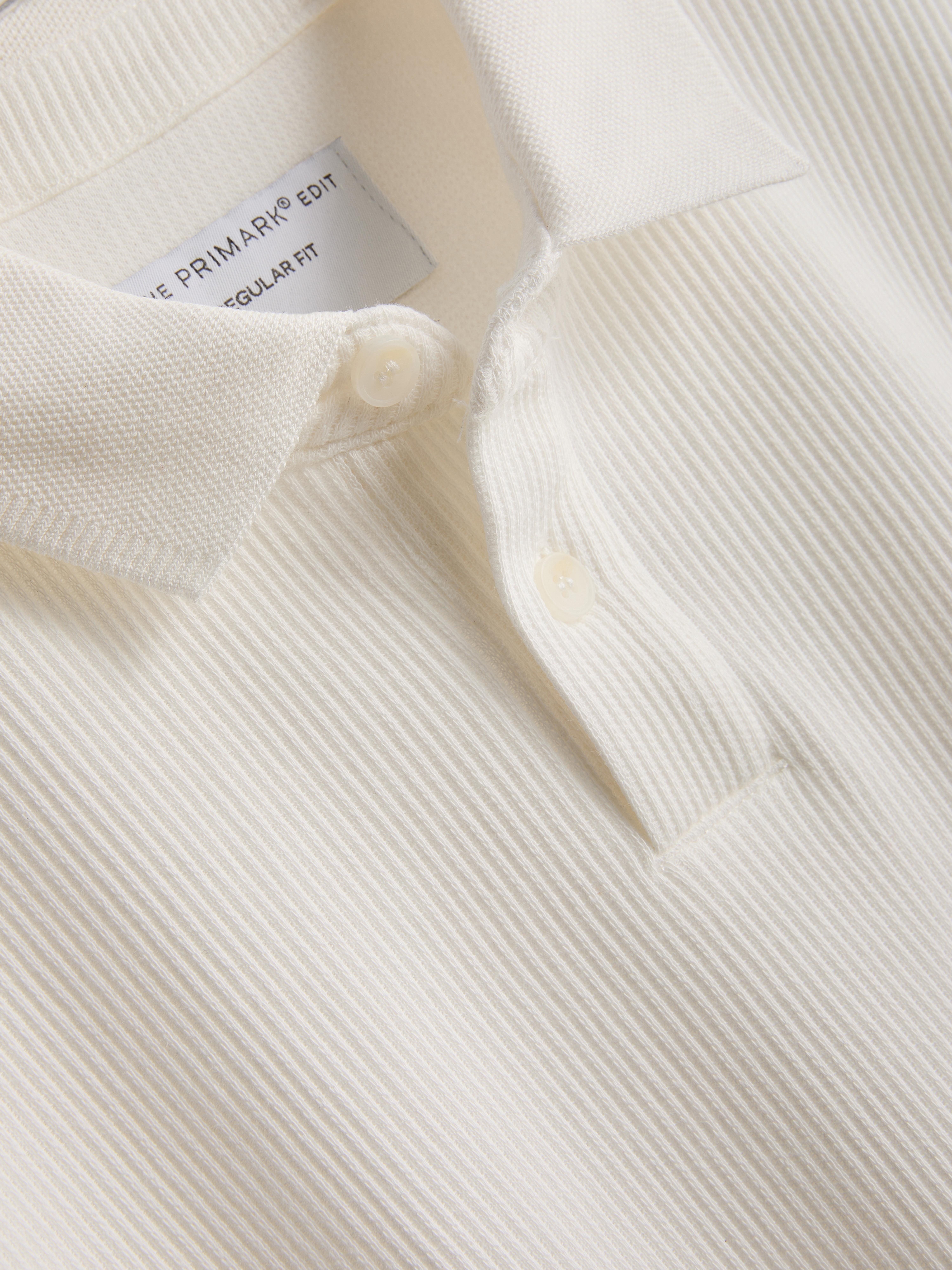 The Edit Ribbed Polo Shirt - Ivory
