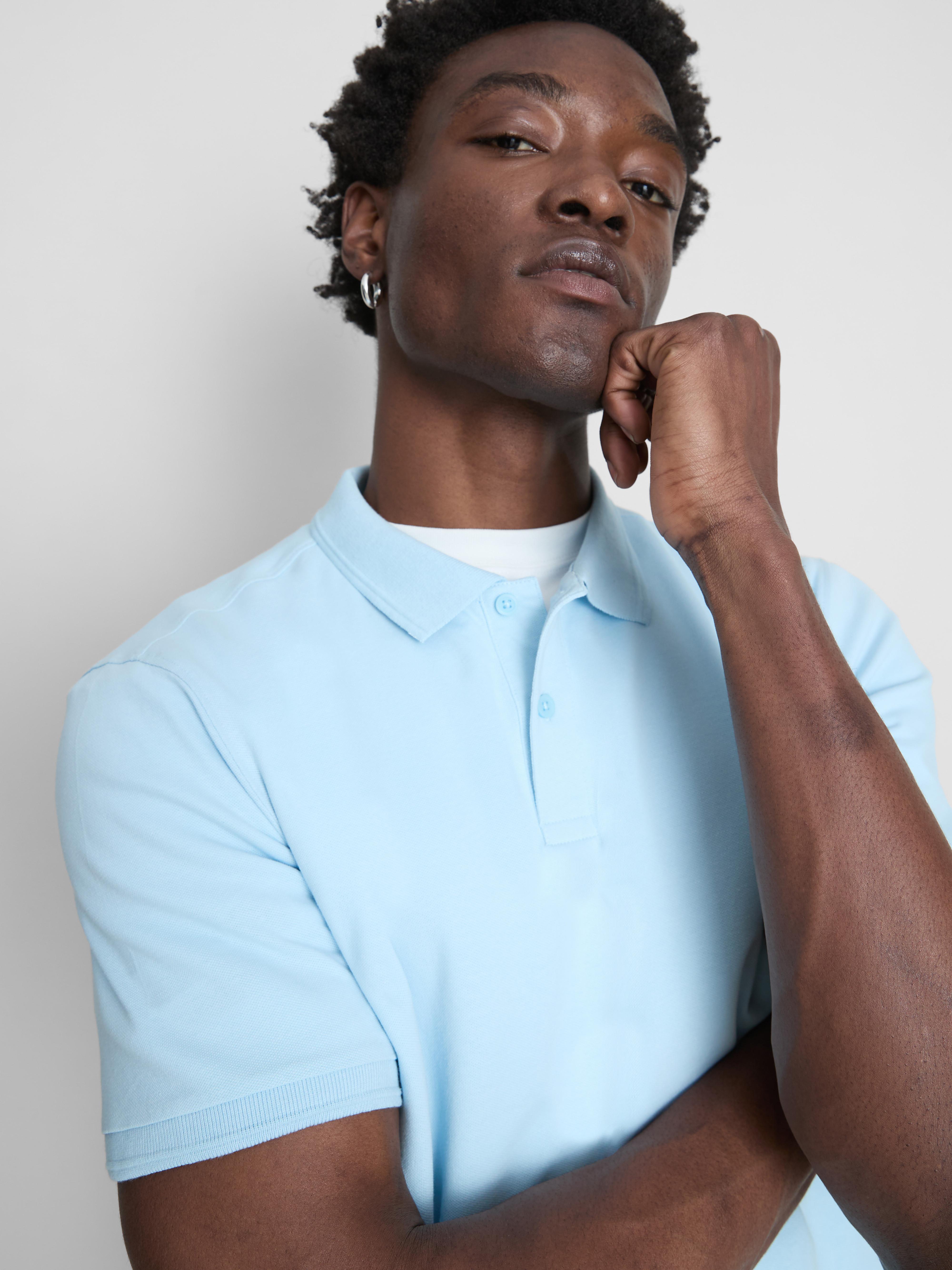 Short-Sleeve Polo Shirt - Light Blue