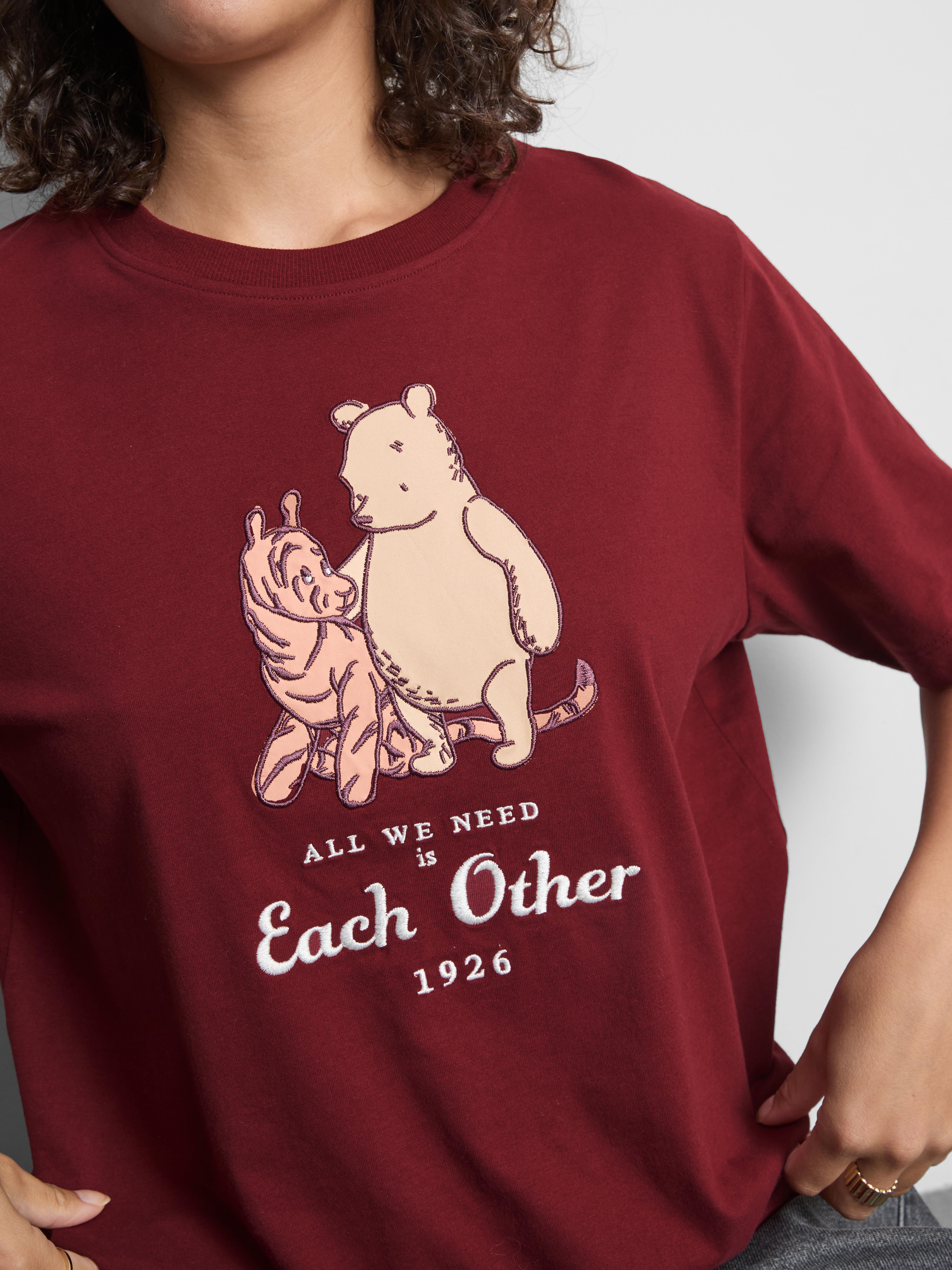 Disney's Winnie the Pooh Pure Cotton Embroidered Tee - Burgundy