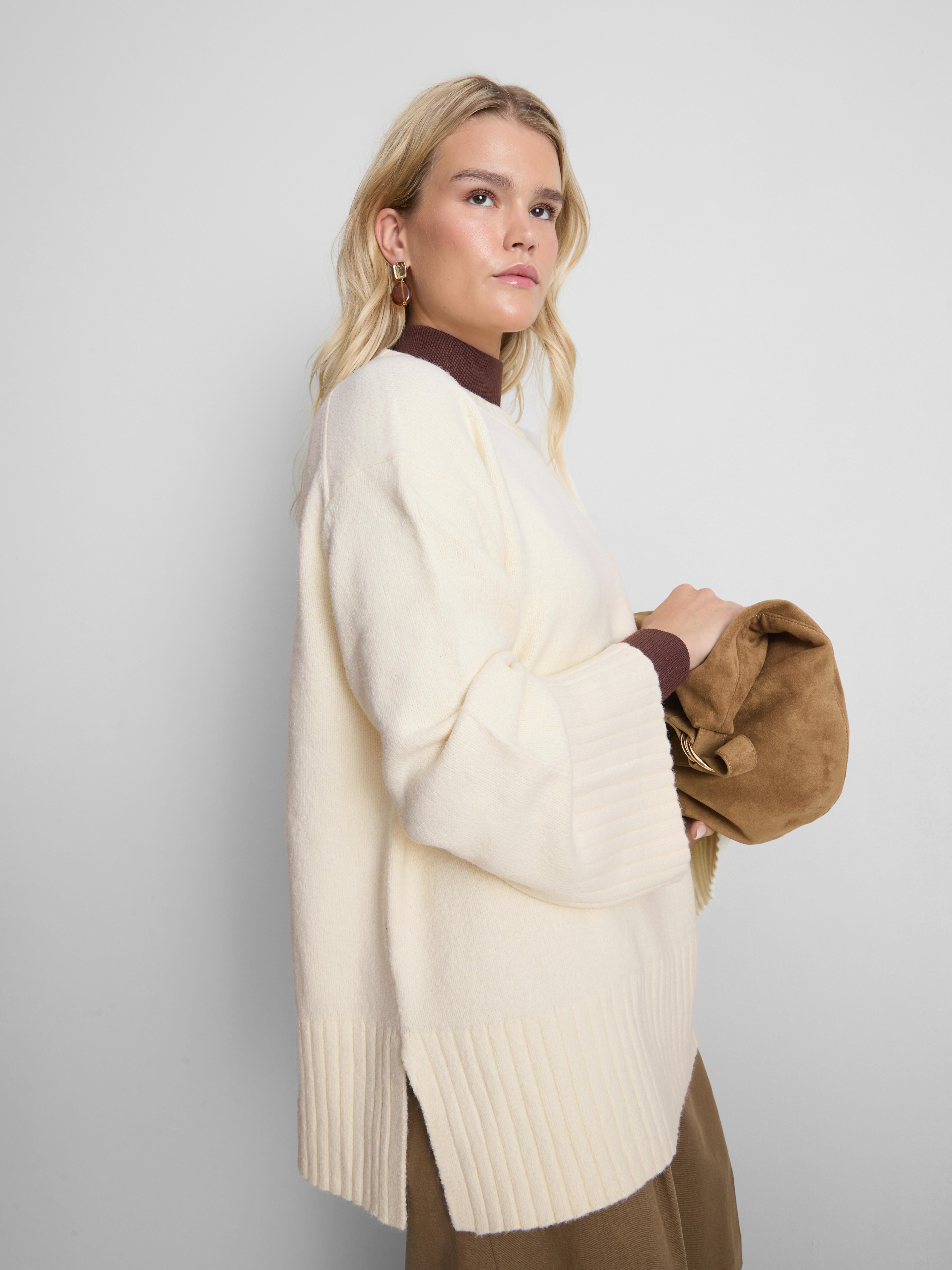 Knitted Wide-Sleeve Sweater - Ivory