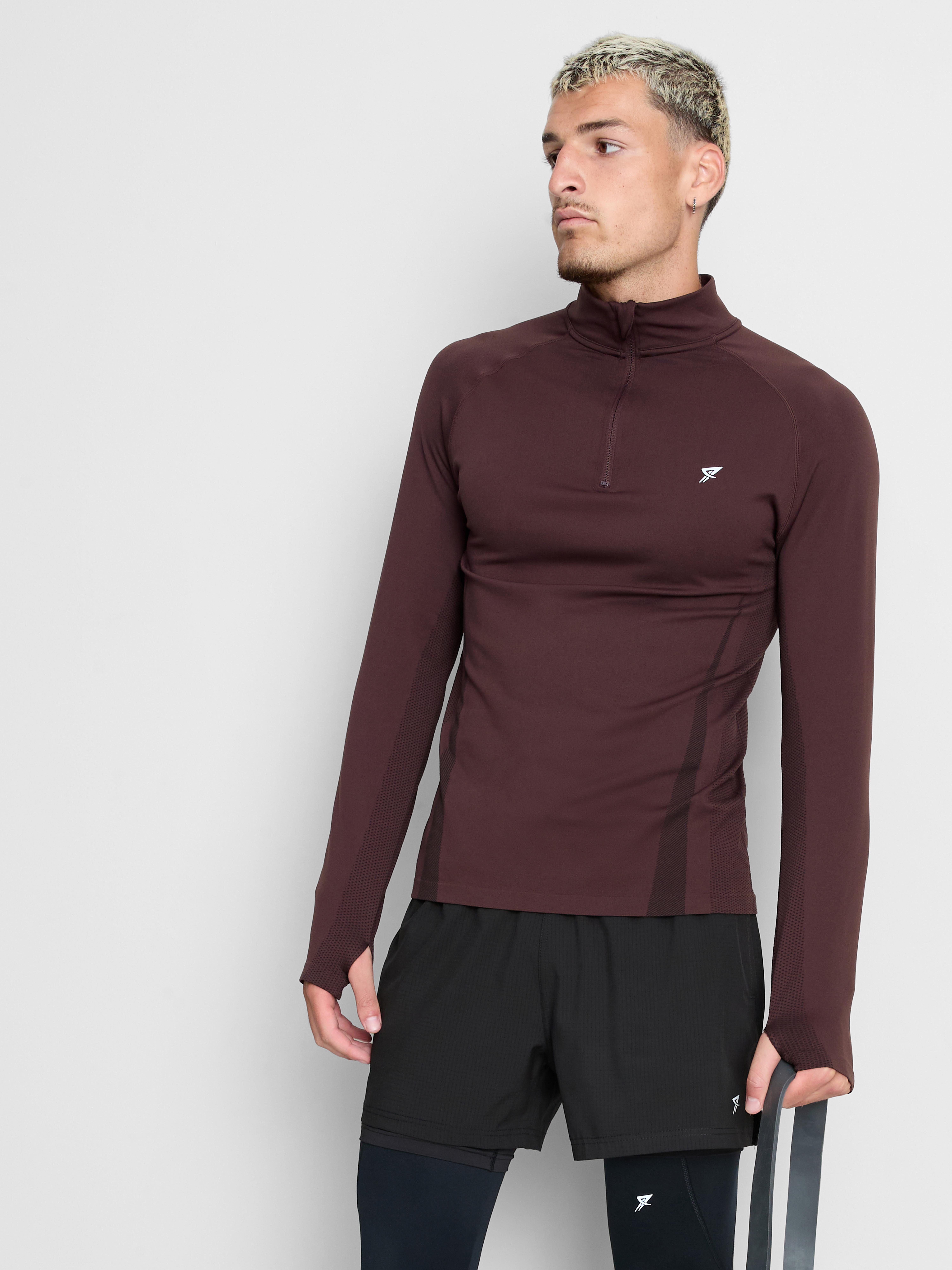 Quarter Zip Gym Top - Burgundy