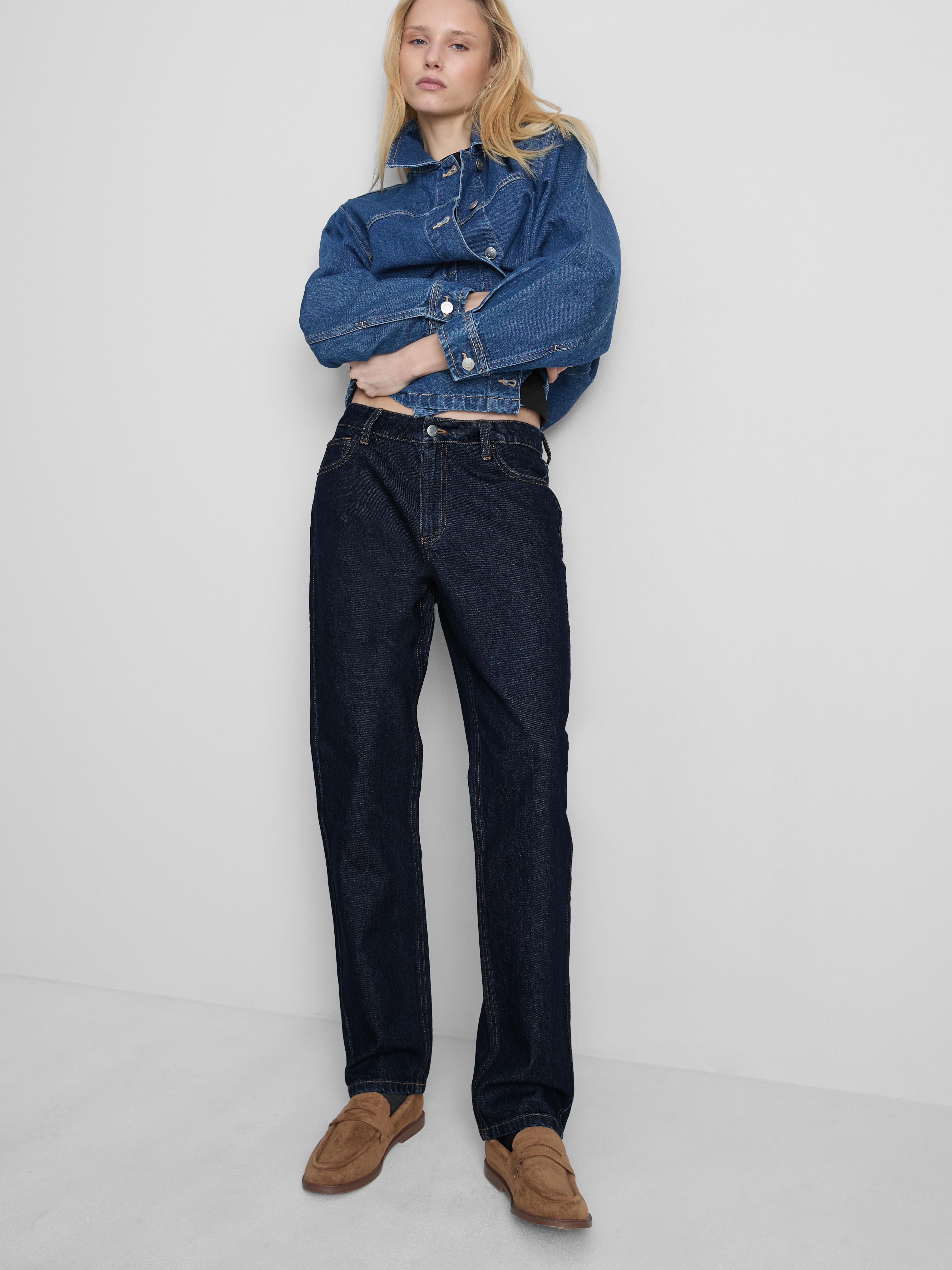 Mid-Rise Cotton Denim Straight-Leg Jeans - Indigo