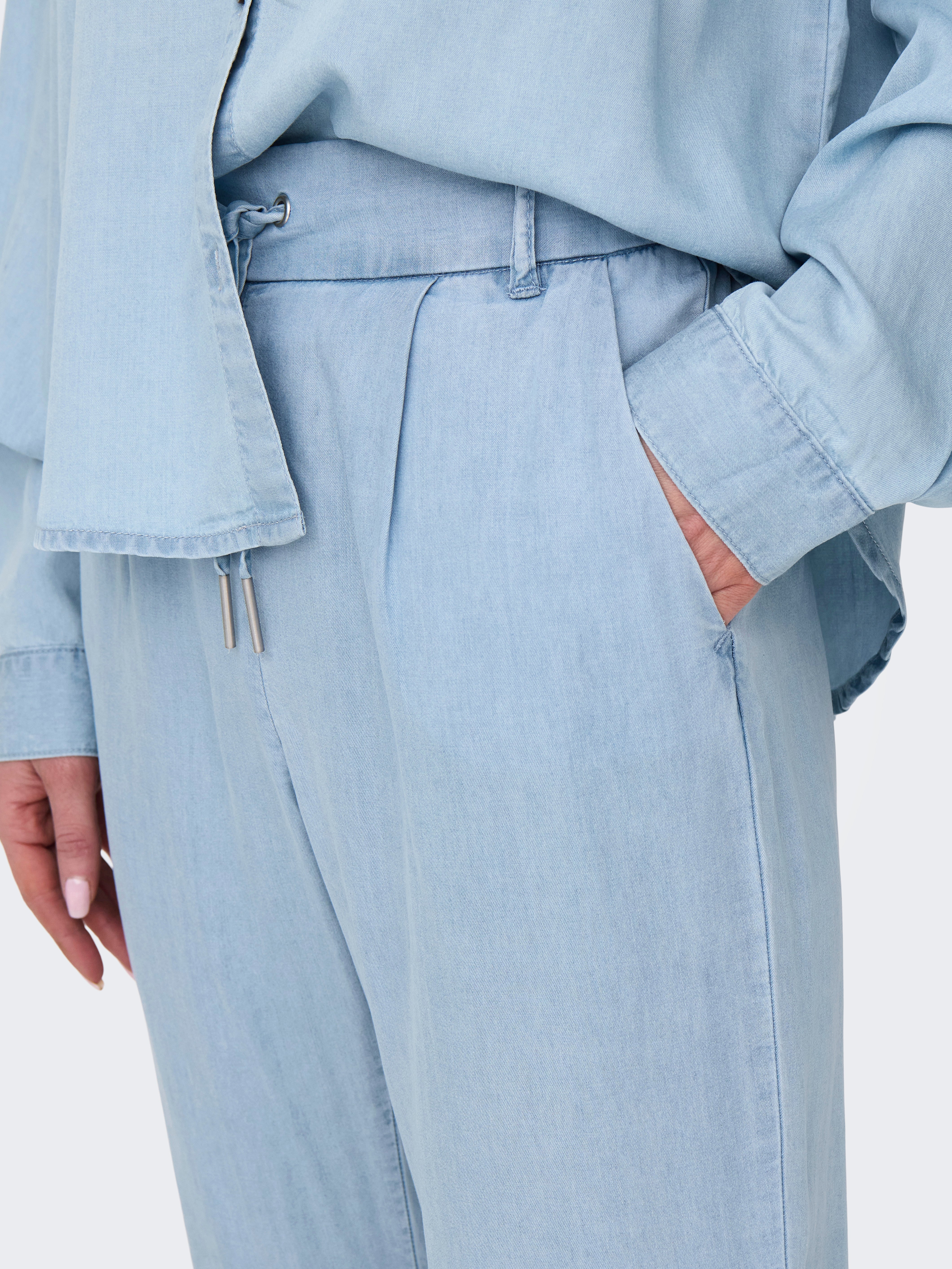 ONLPOPTRASH Straight Fit Trousers Light Blue Denim