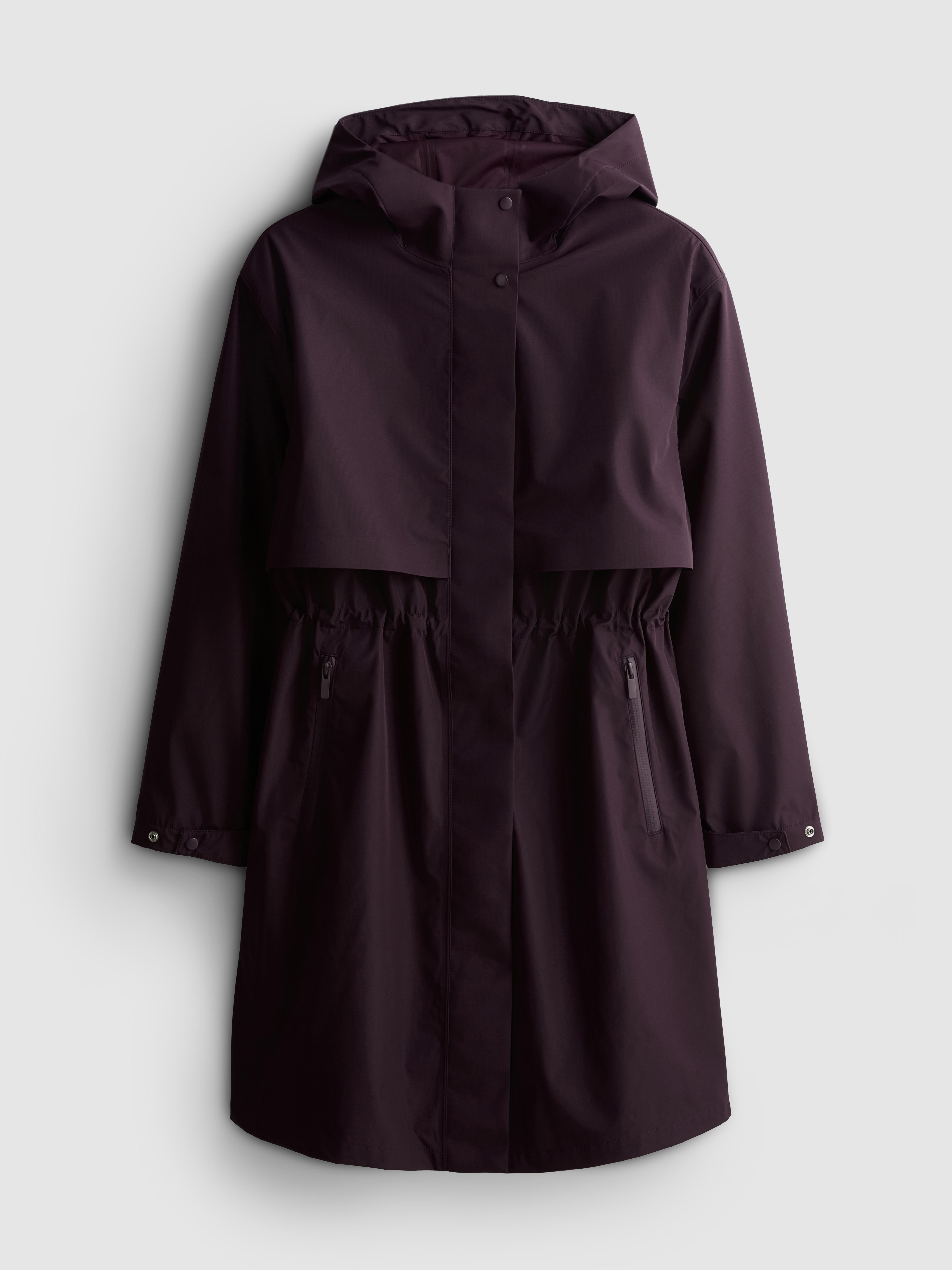 Cinch Detail Longline Raincoat - Fig
