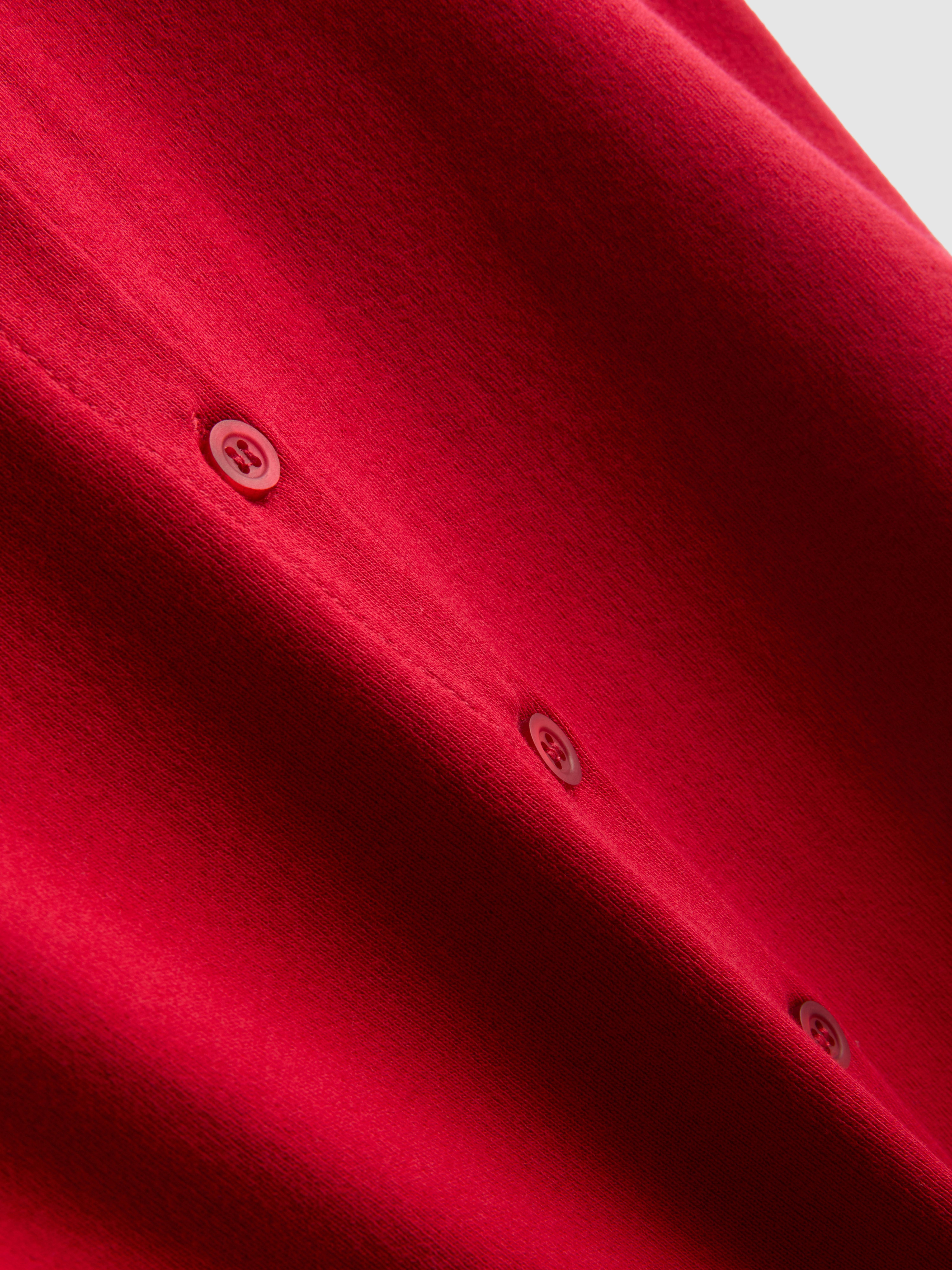 Cotton Rich Button-Up T-Shirt - Red