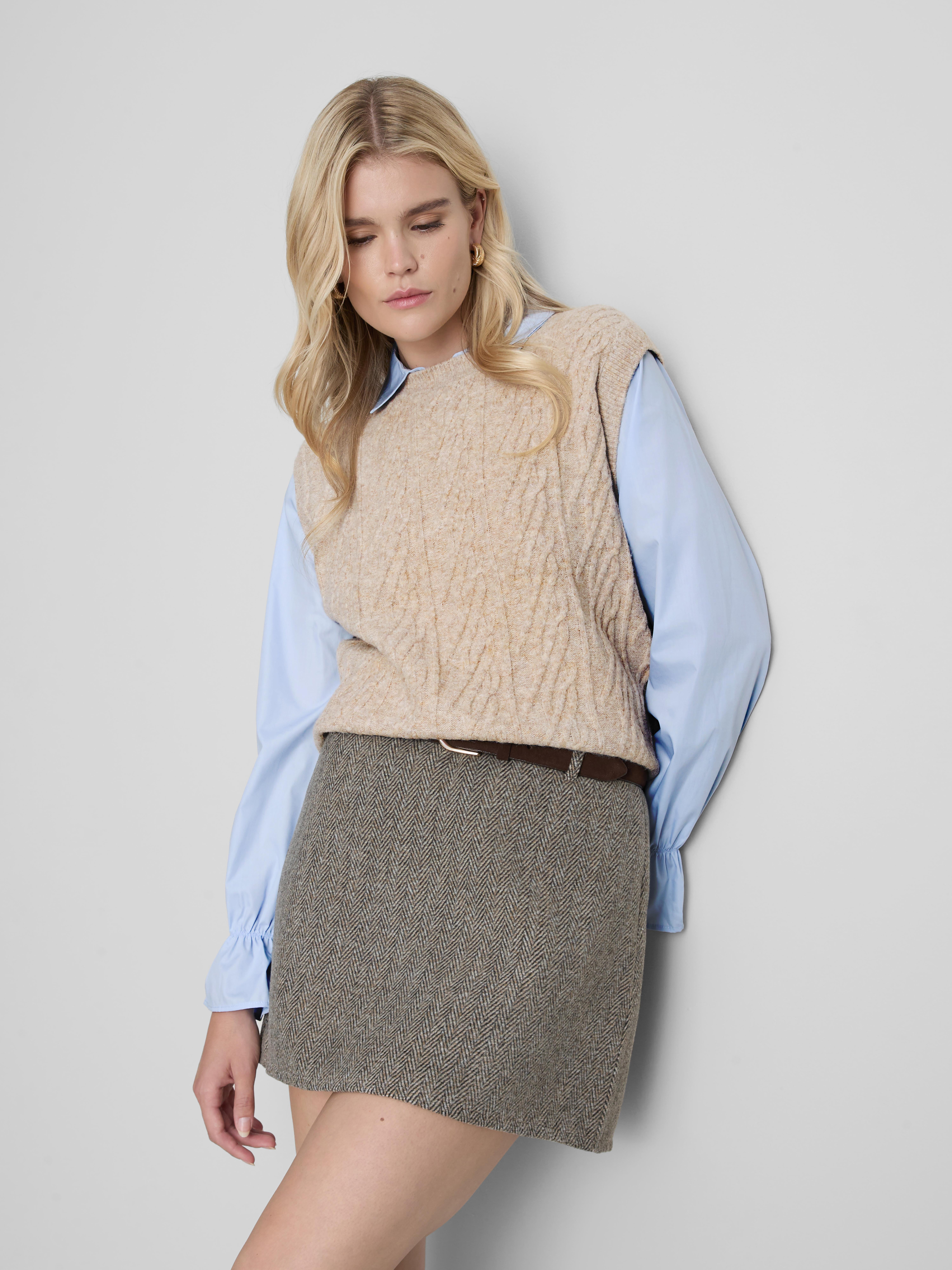 Cable Knit 2-In-1 Sweater - Oatmeal