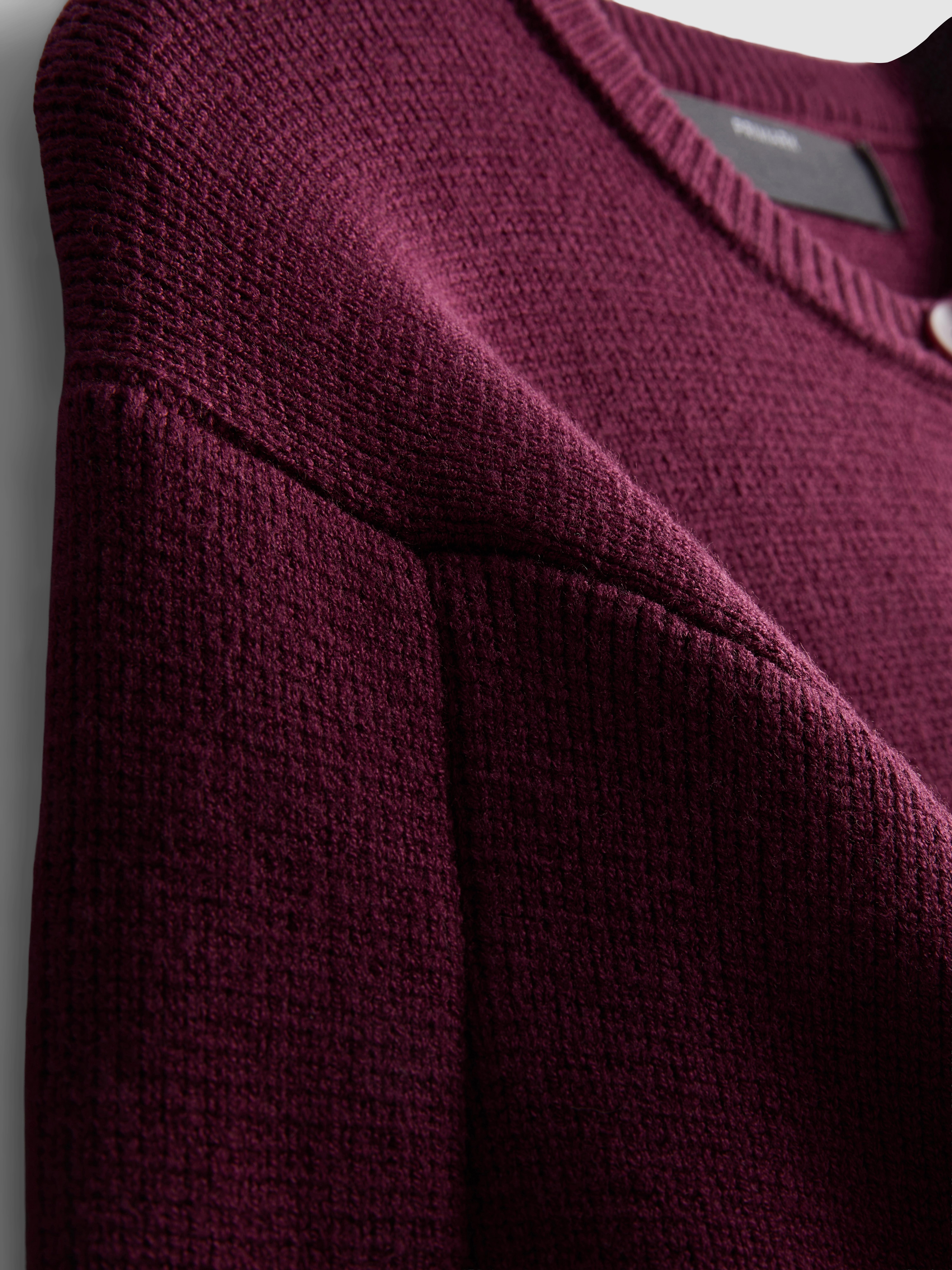 Sculpted Roundneck Cardigan - Burgundy