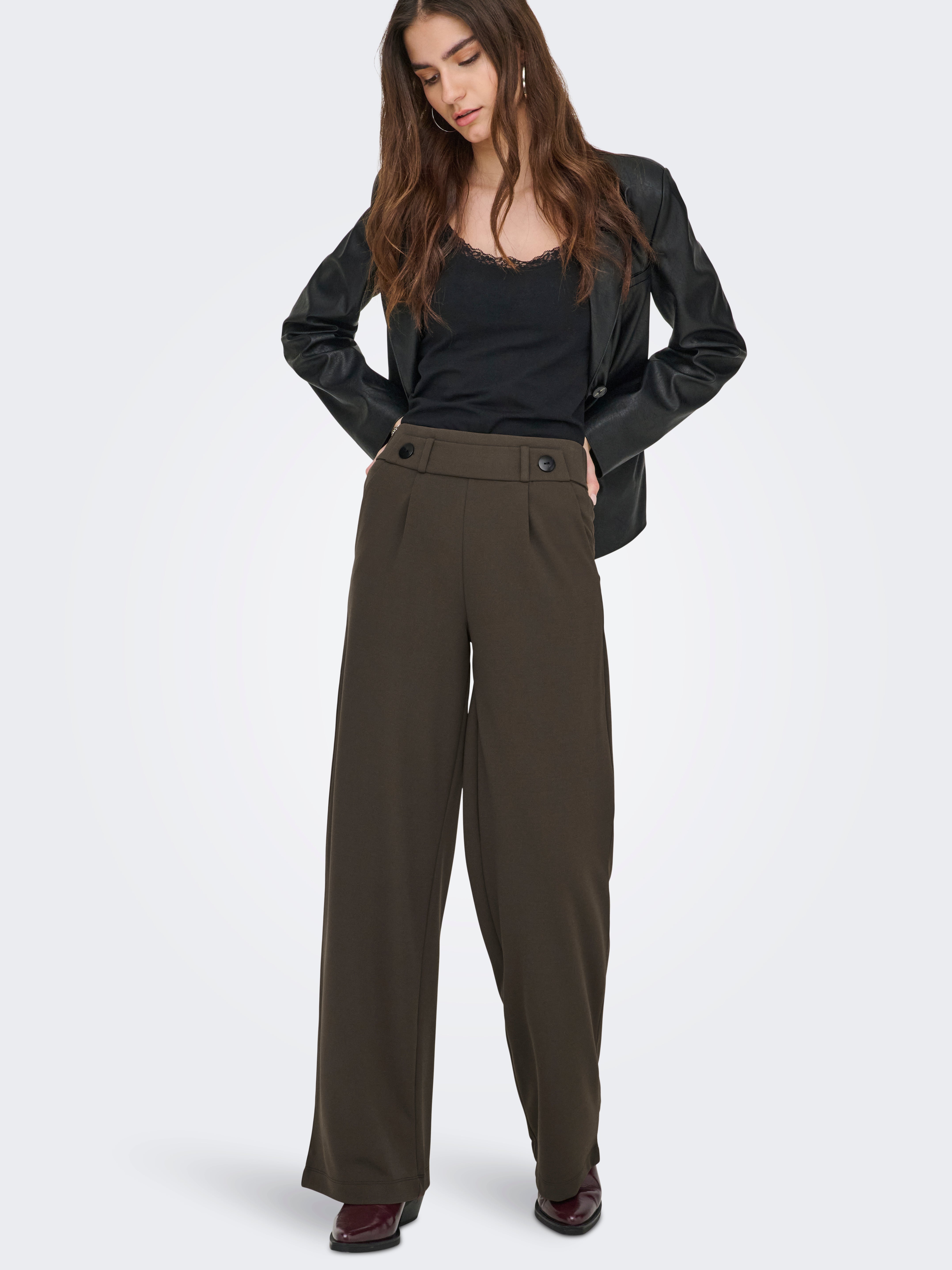 JDYGEGGO Wide Leg Fit Wide-leg trousers Chocolate Brown