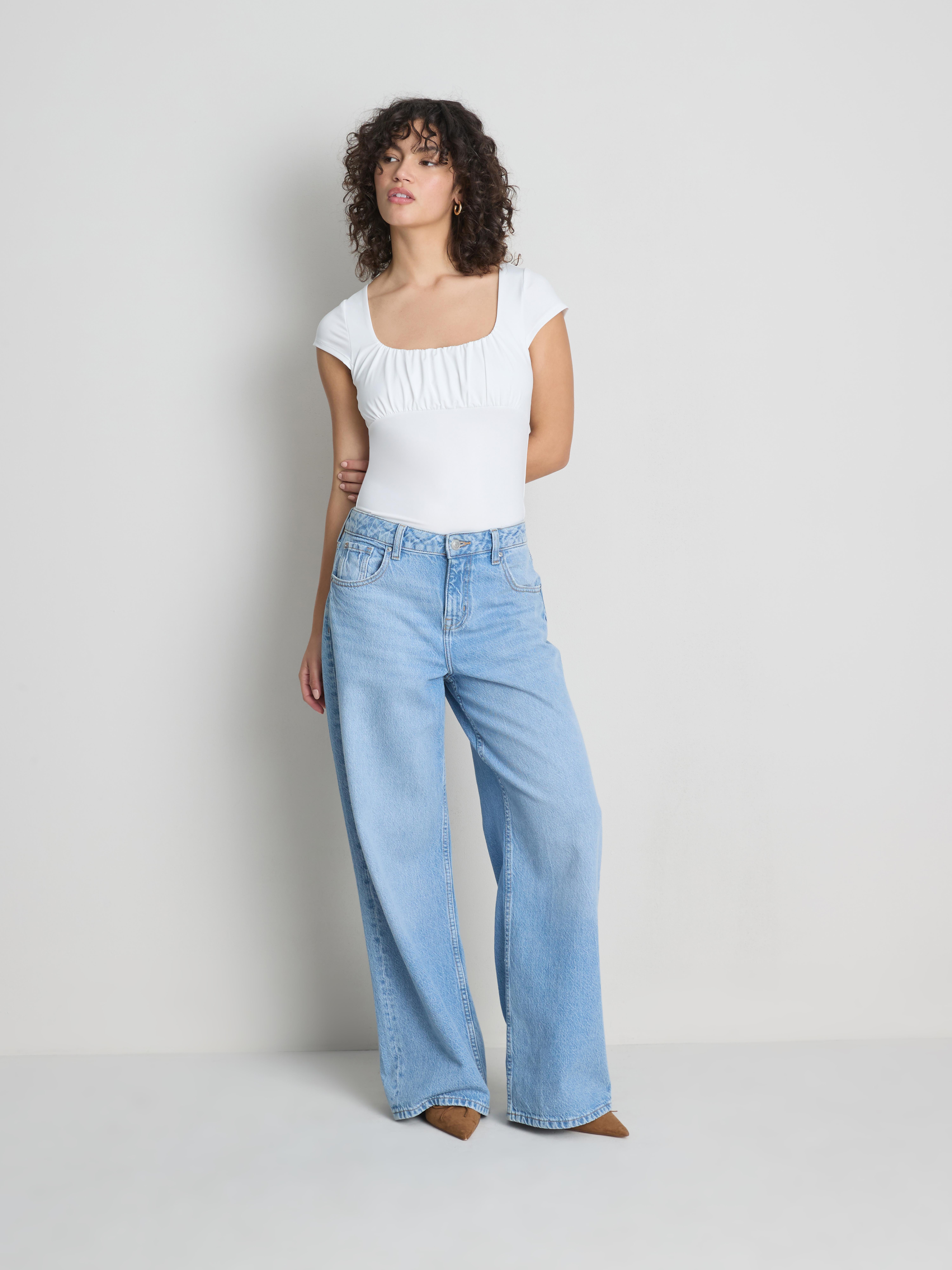 Cap-Sleeve Corset Top - White