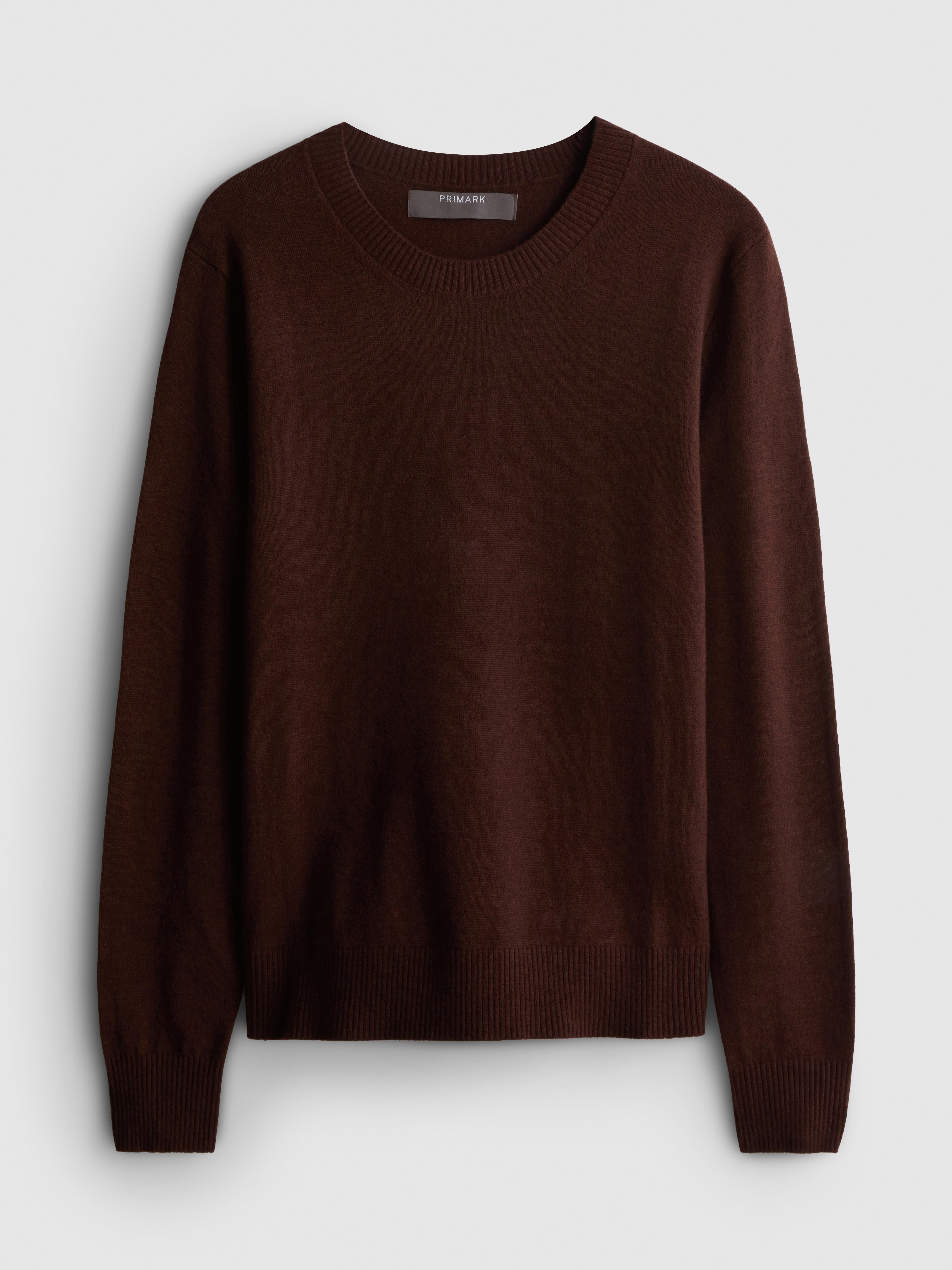 Soft Knitted Crew Neck Sweater - Chocolate