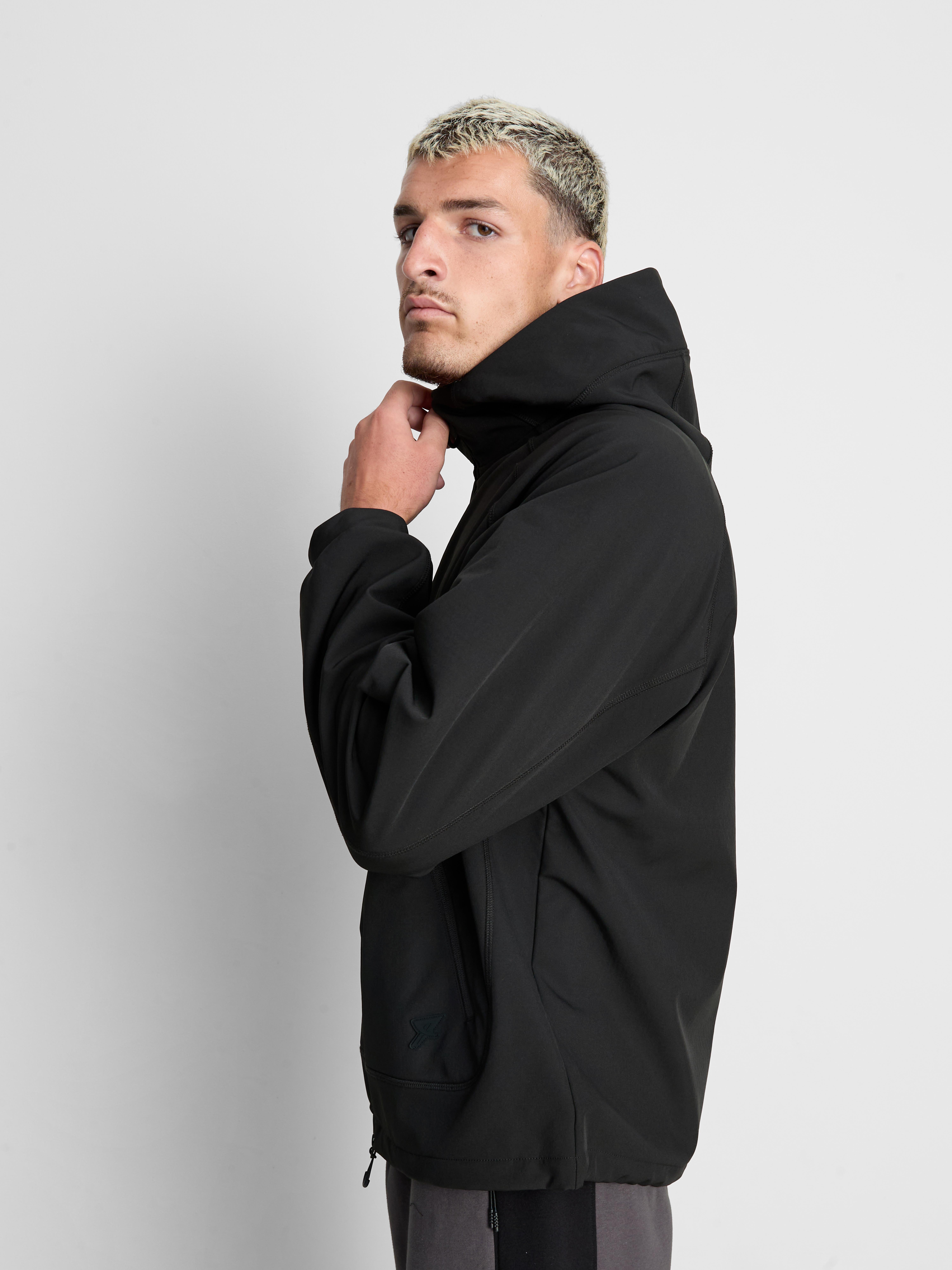 Zip-Up Hooded Performance Jacket - Black