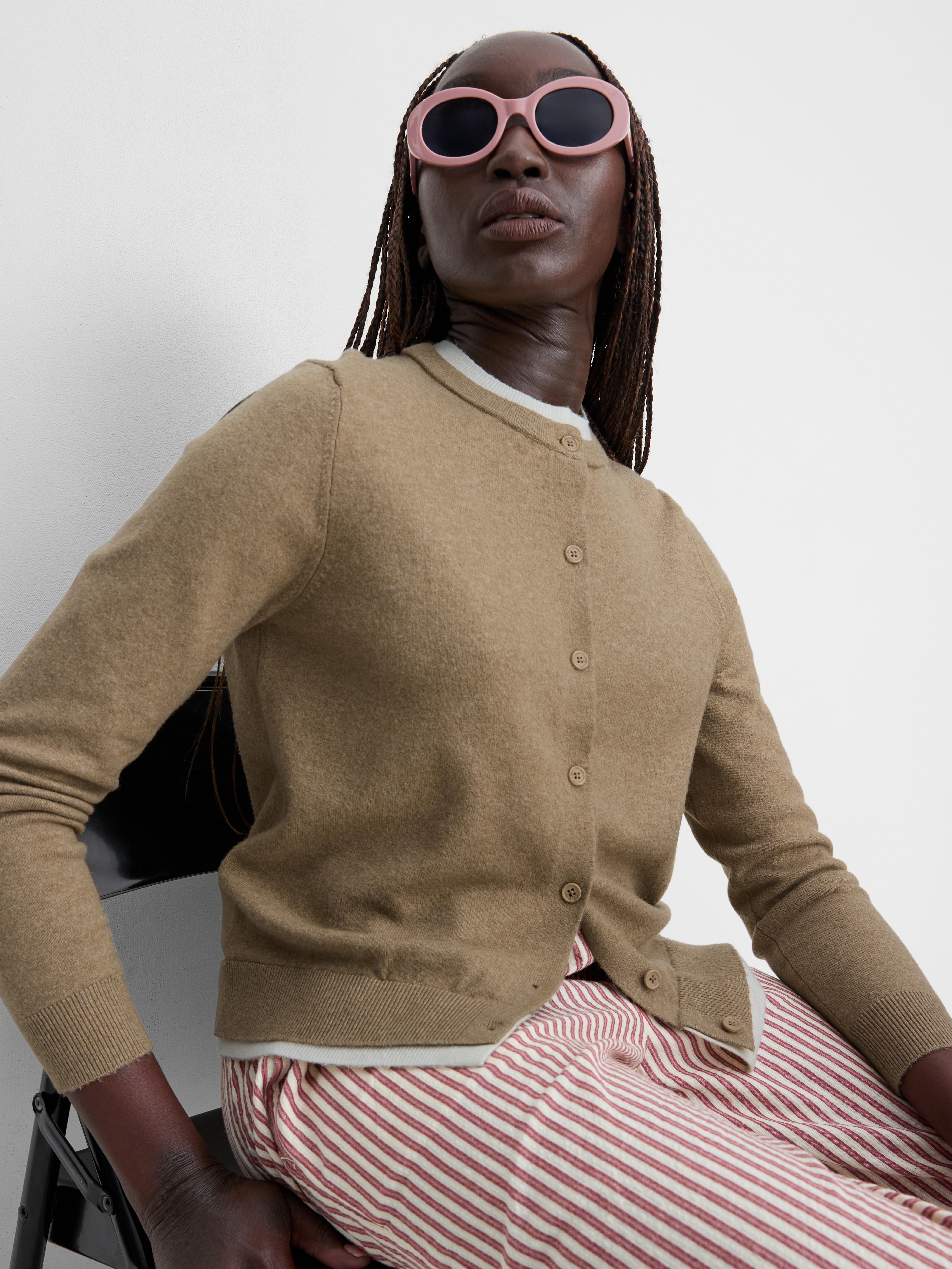 Knitted Double Layered Cardigan - Oatmeal