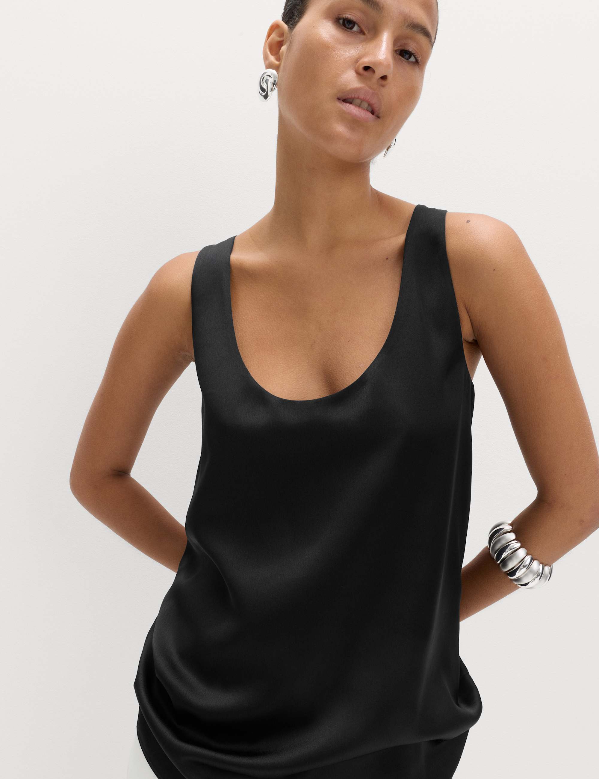 Satin Scoop Neck Cami Top