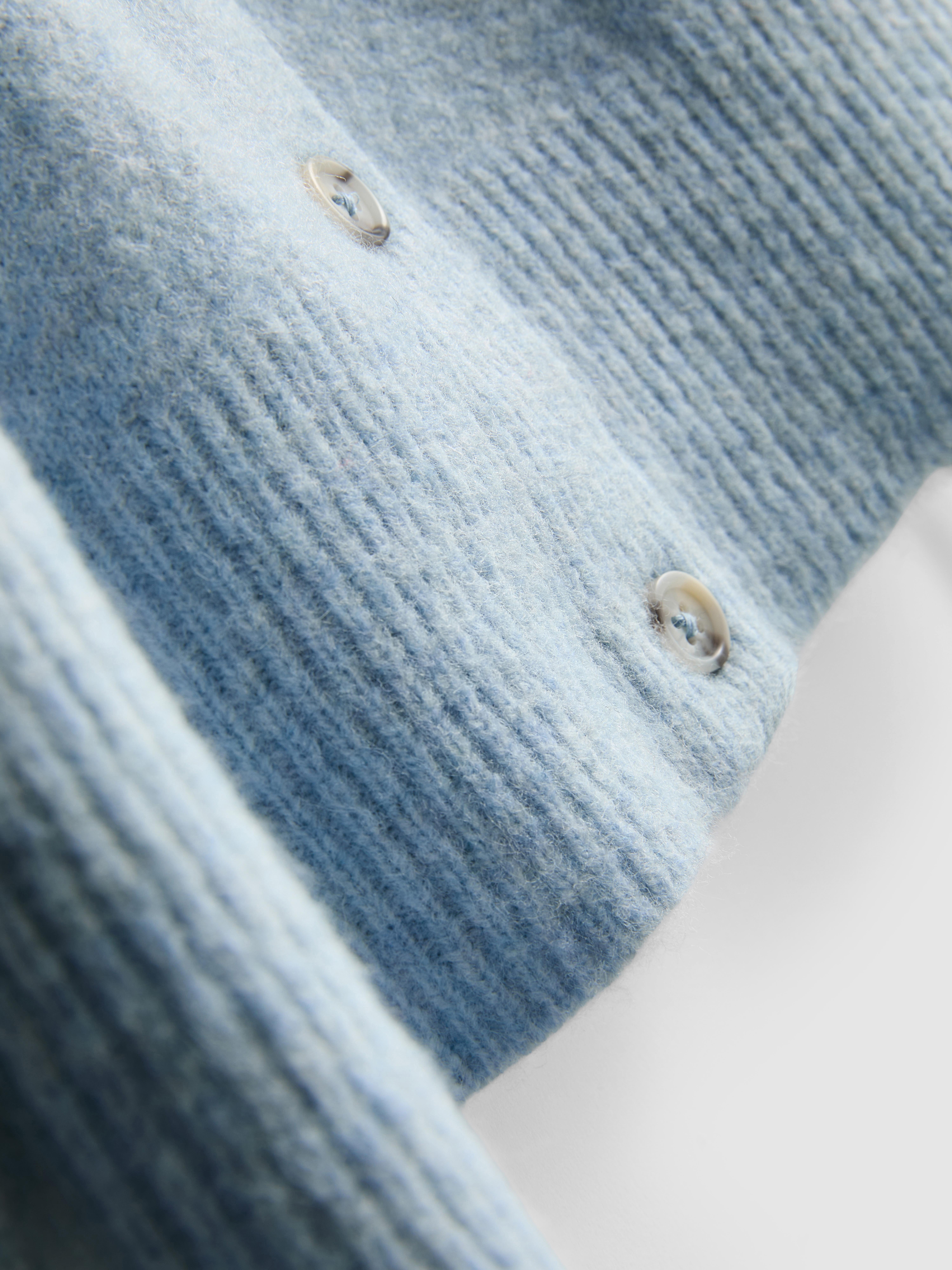 Essential Knitted Crewneck Cardigan - Light Blue