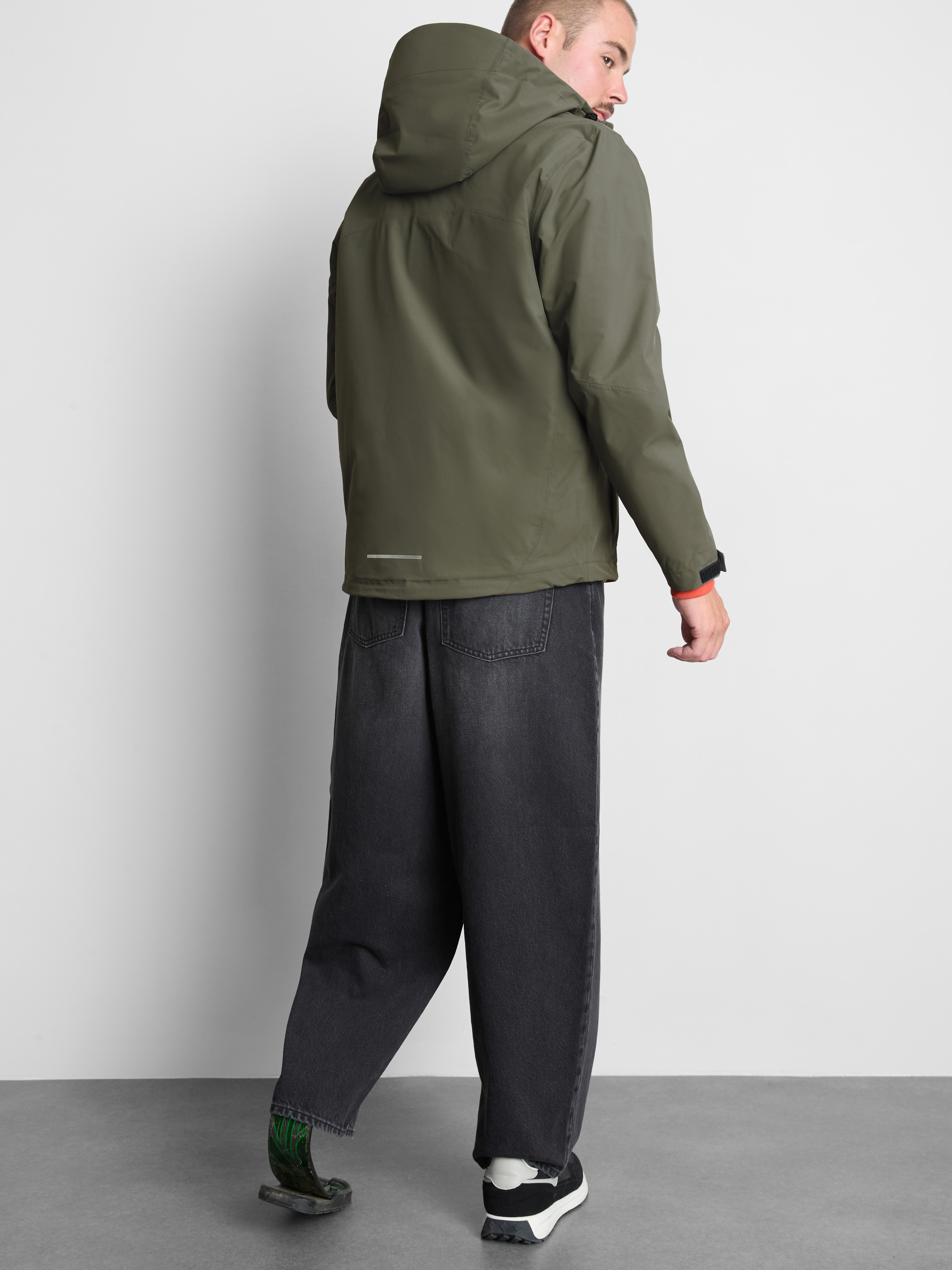 Hooded Zip Raincoat - Olive