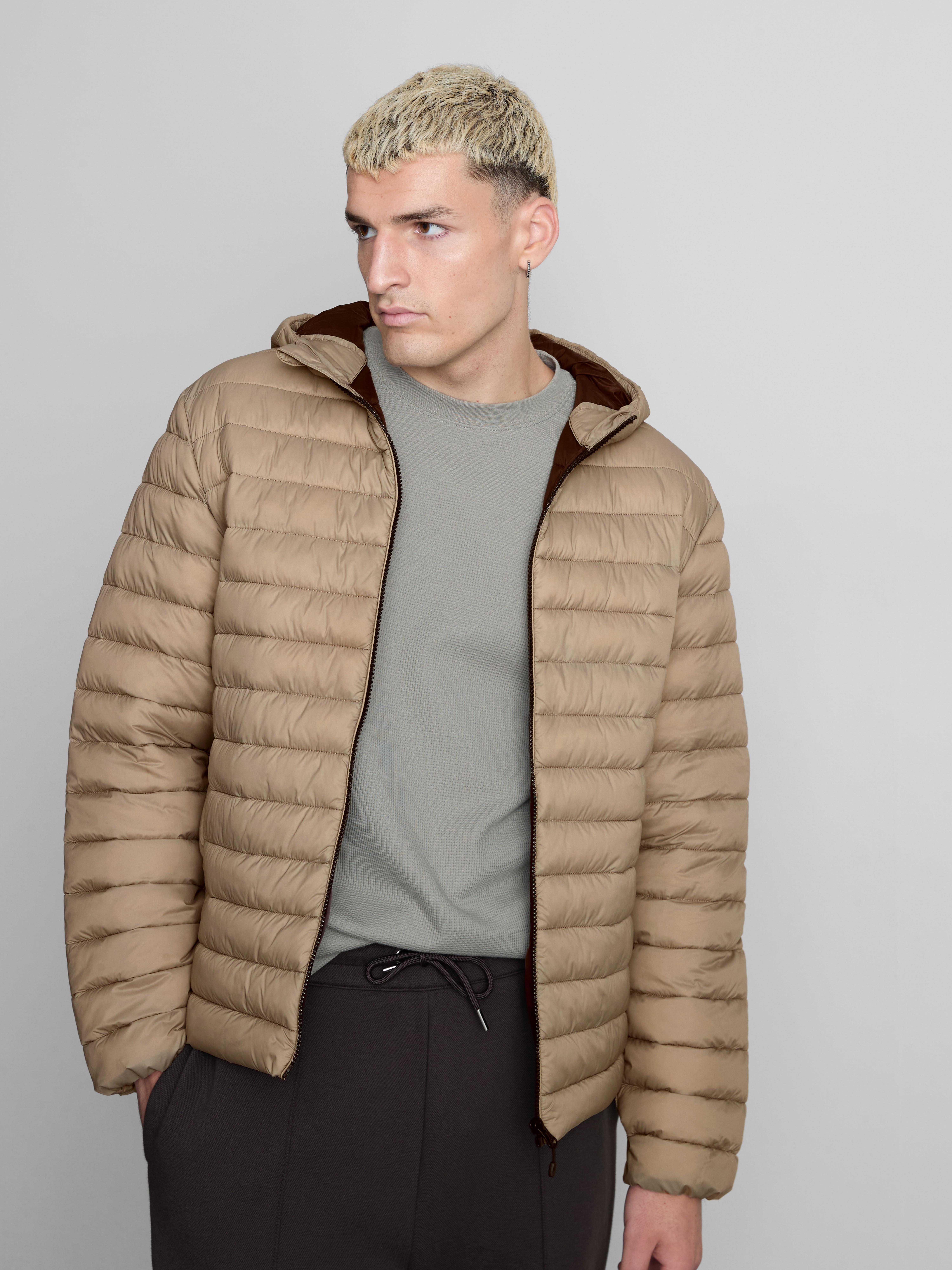 Hooded Padded Jacket - Stone
