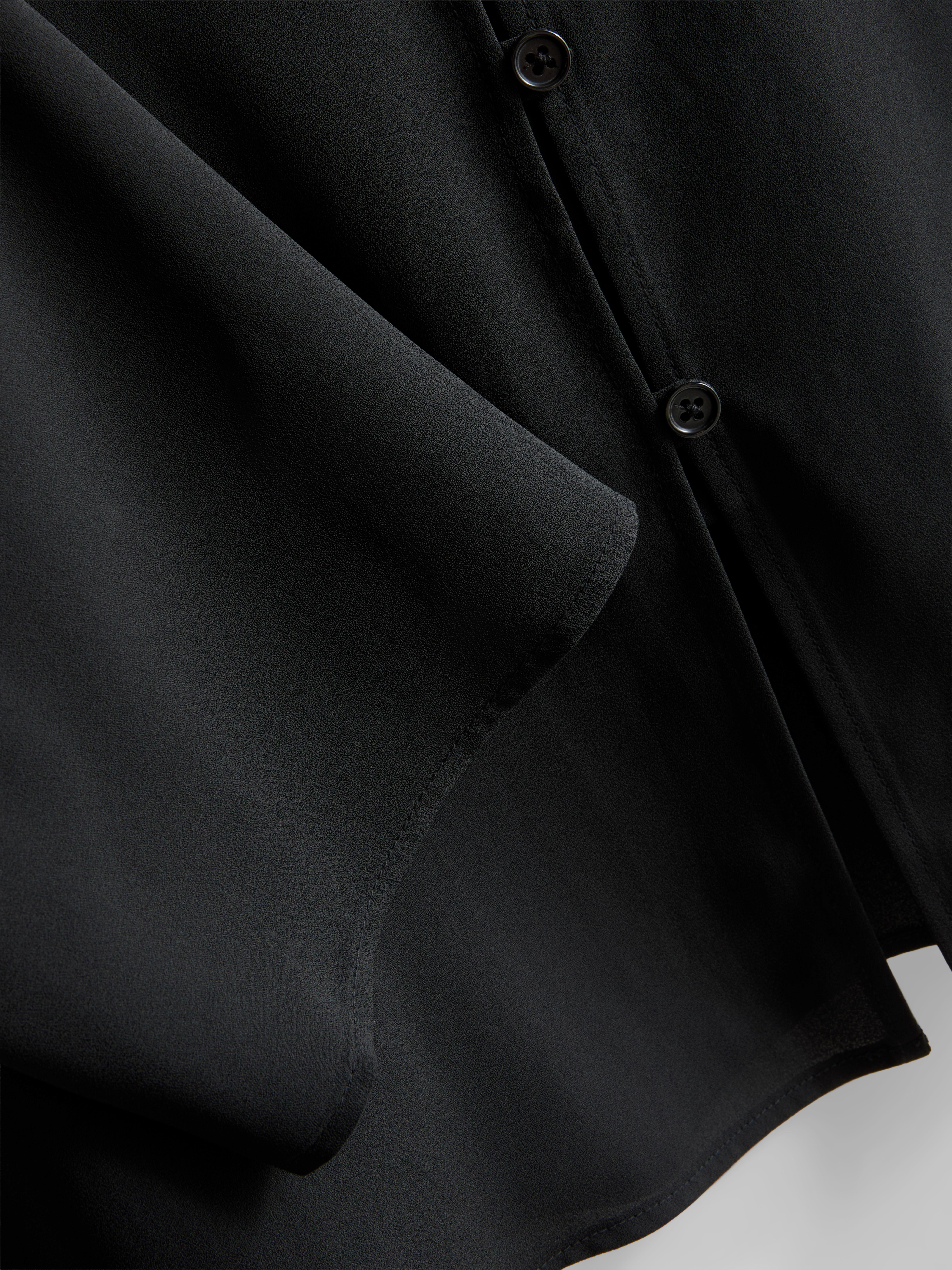 Crepe V-Neck Blouse - Black
