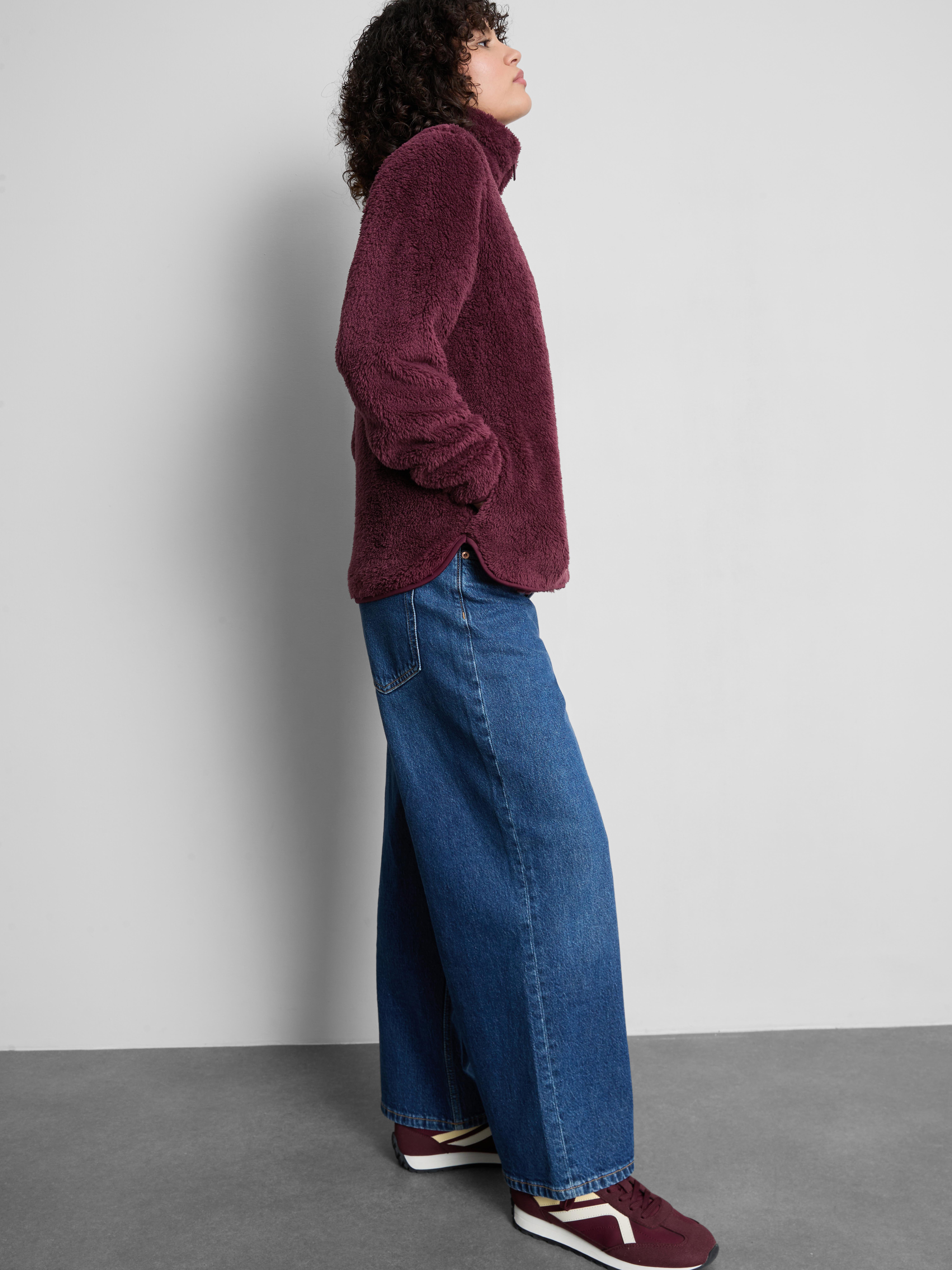 High-Neck Teddy Fleece - Burgundy