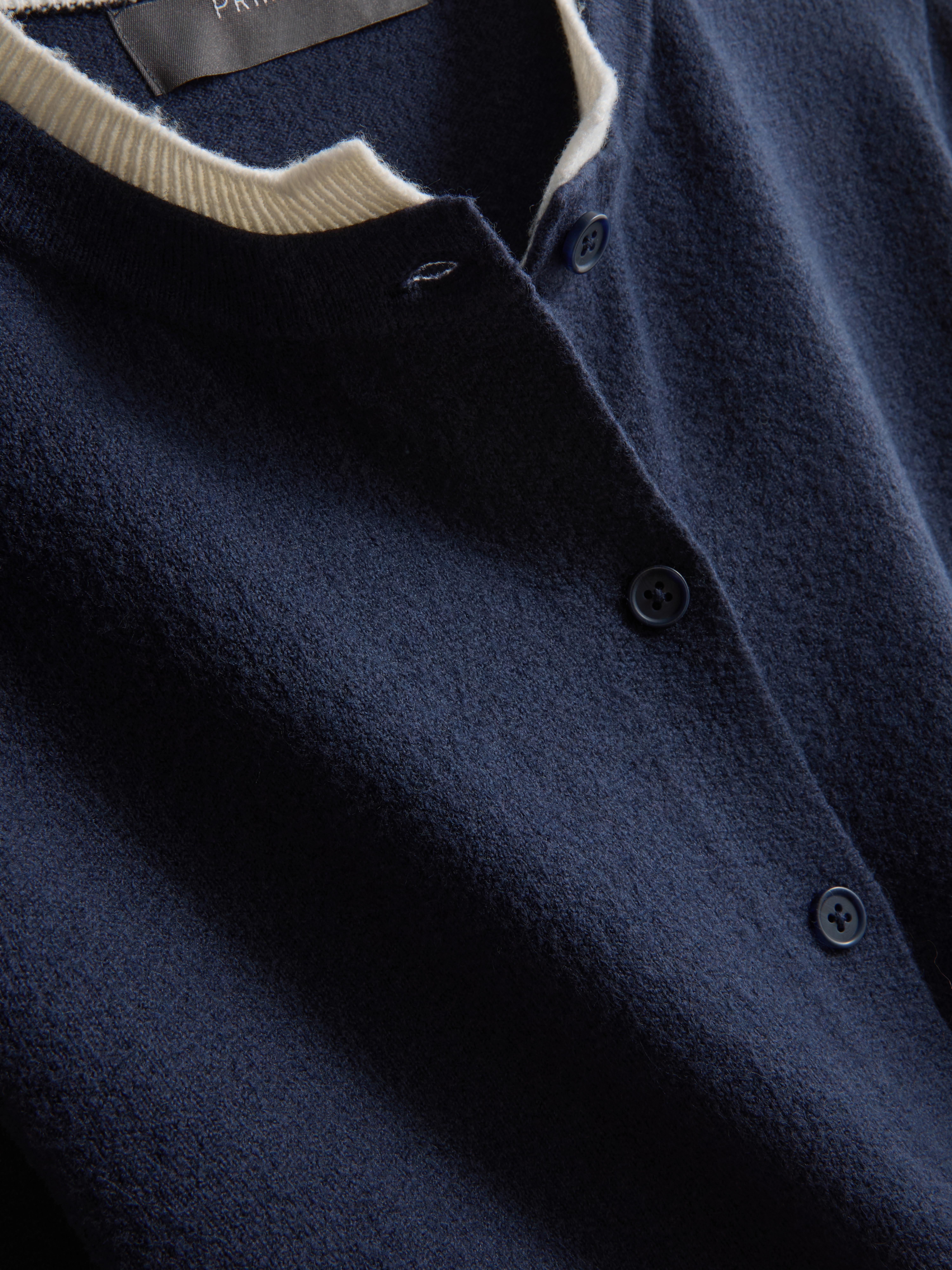 Knitted Double Layered Cardigan - Navy