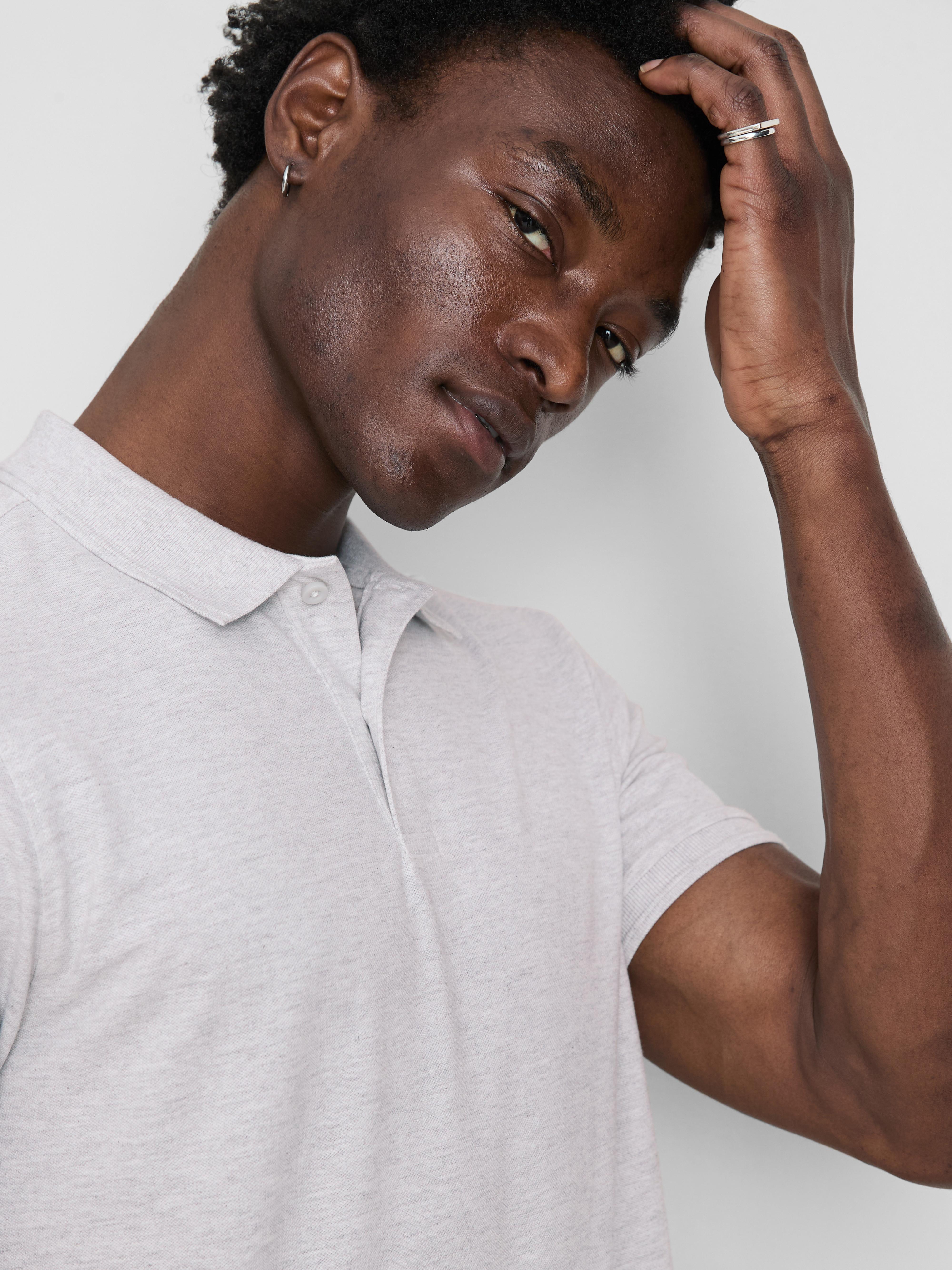 Marl Polo Shirt - Light Gray