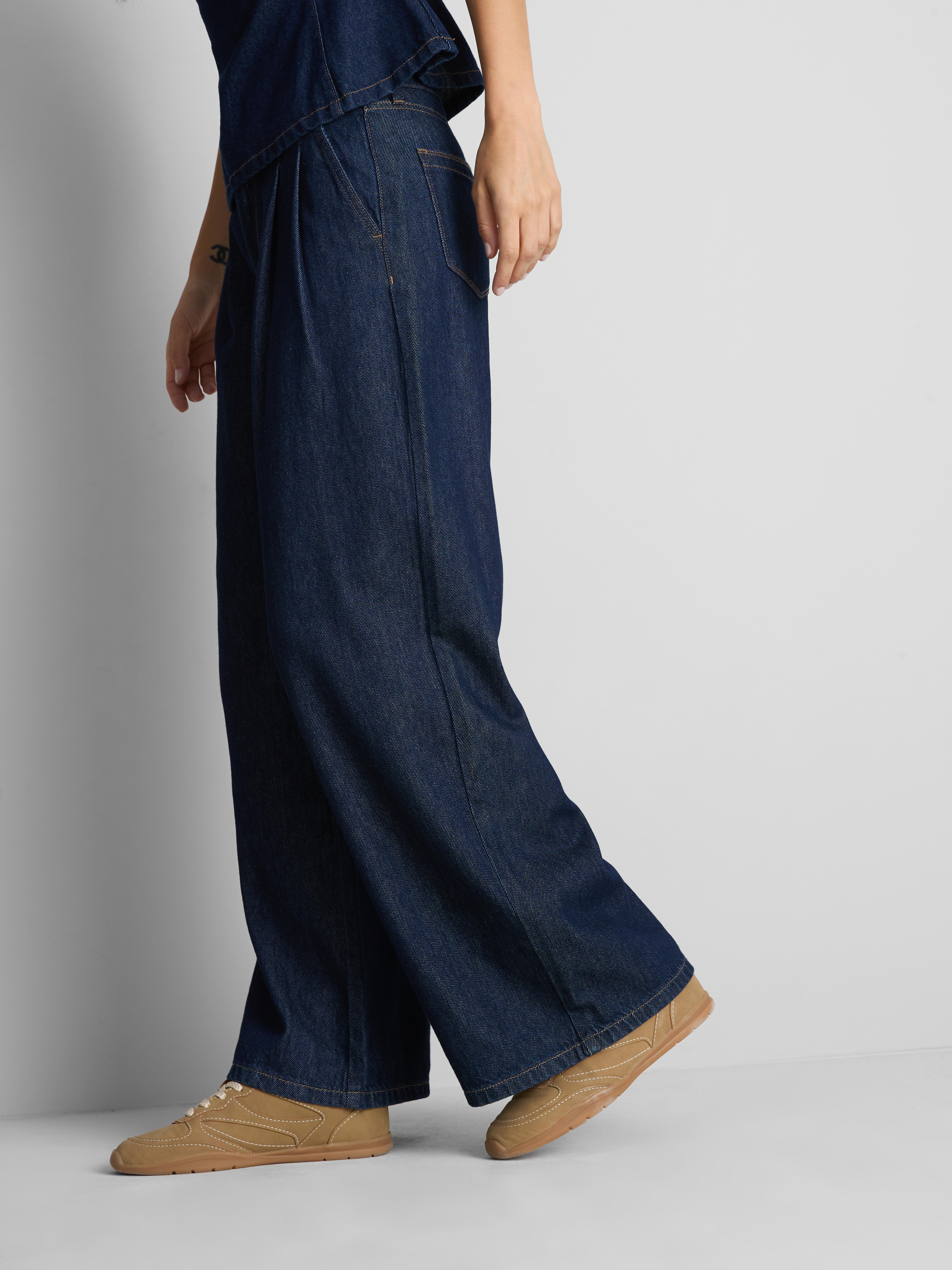 Paula Echevarría Pleat-Front Wide-Leg Jeans - Indigo