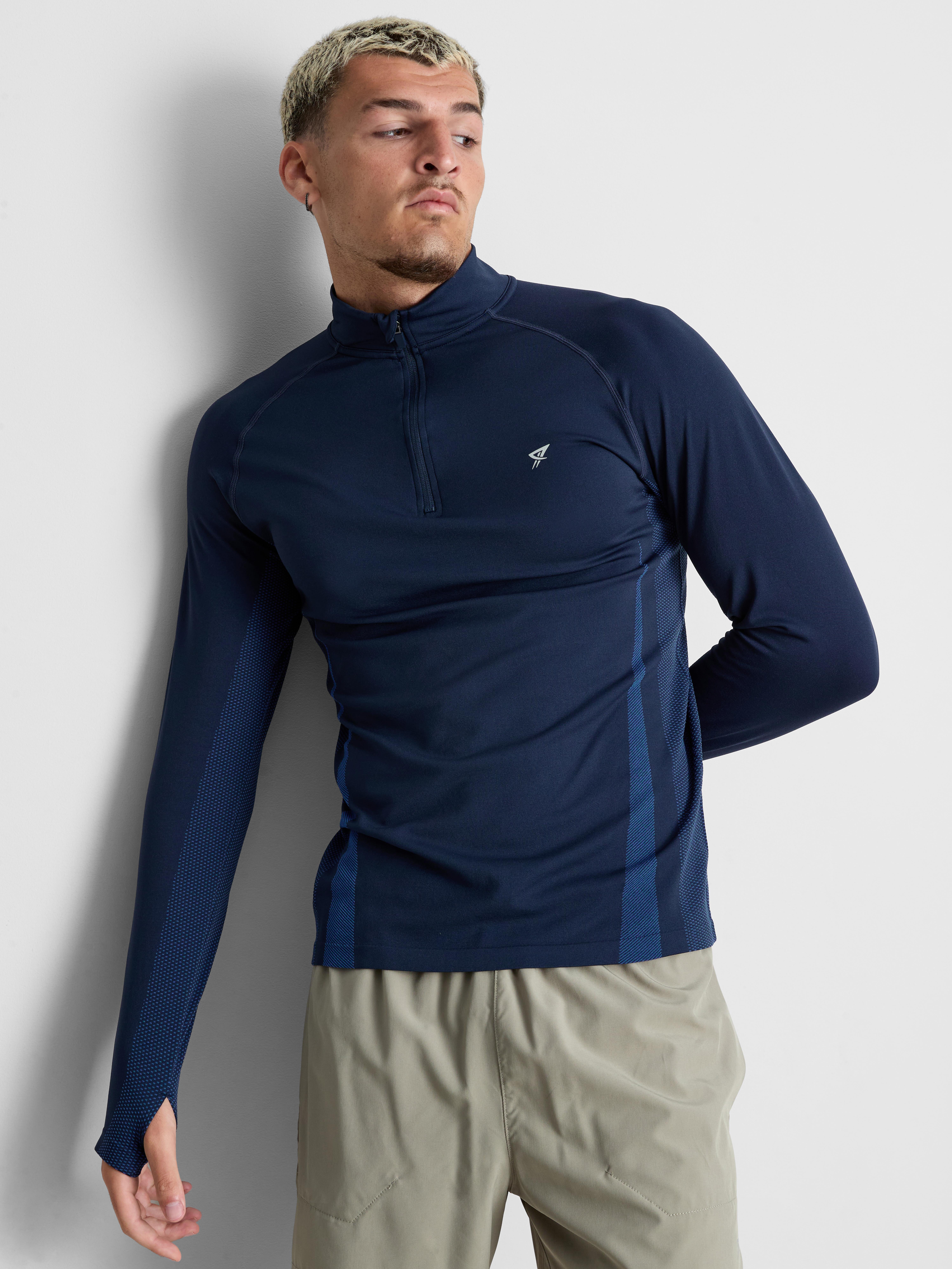 Quarter Zip Gym Top - Navy