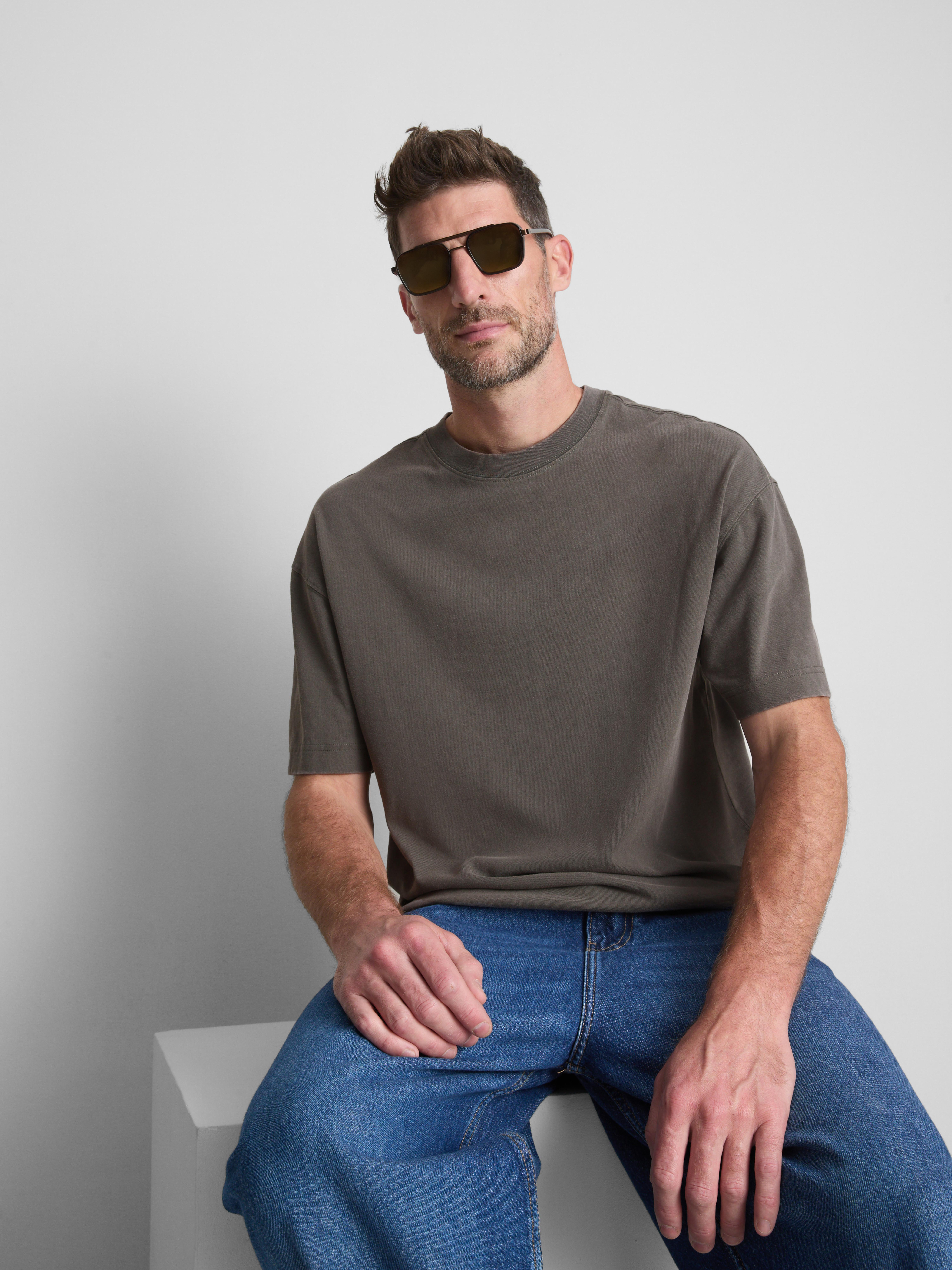 Pure Cotton Boxy T-Shirt - Gray