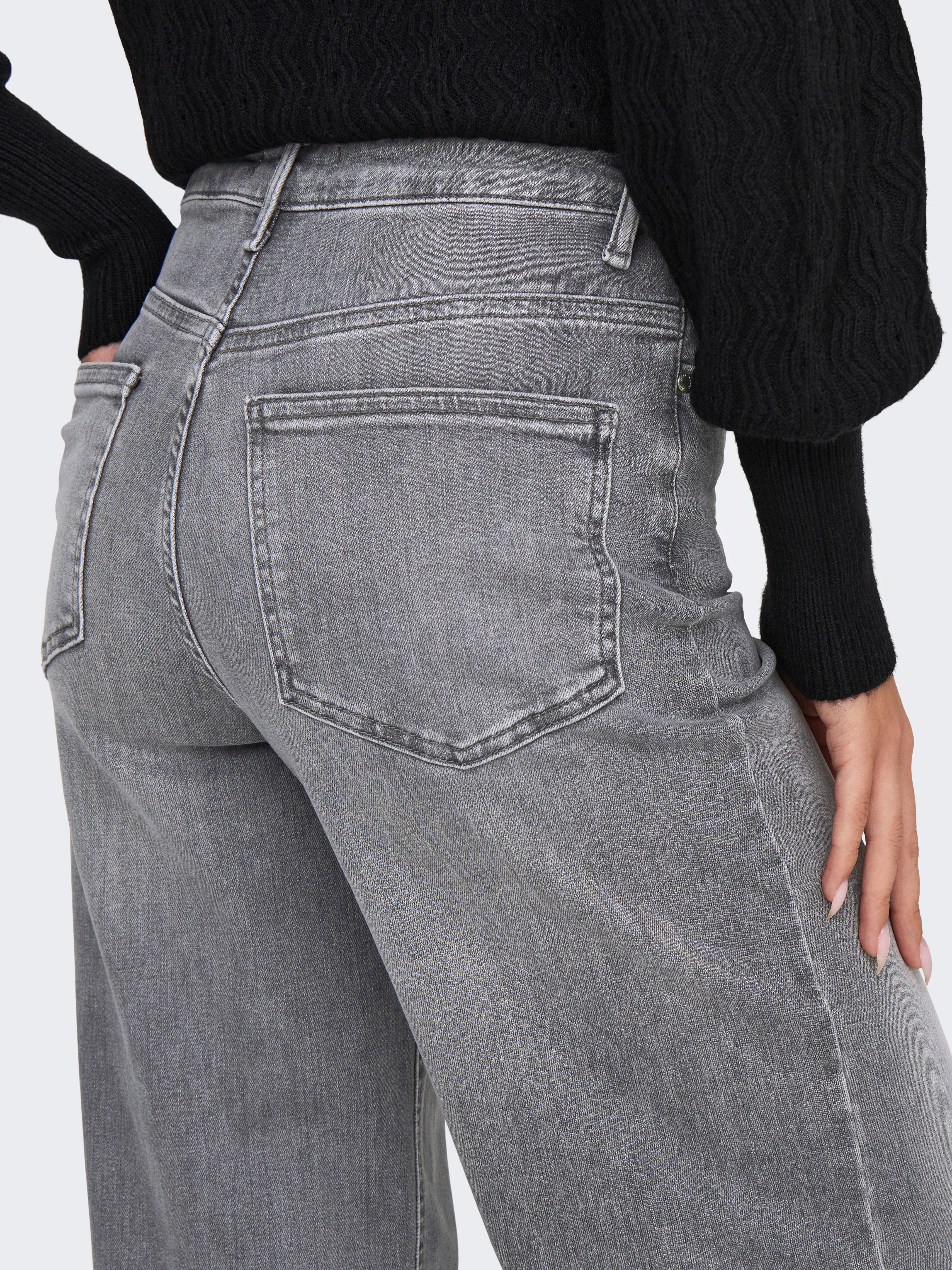 ONLMADISON High waist Wide Leg Fit Jeans Light Grey Denim