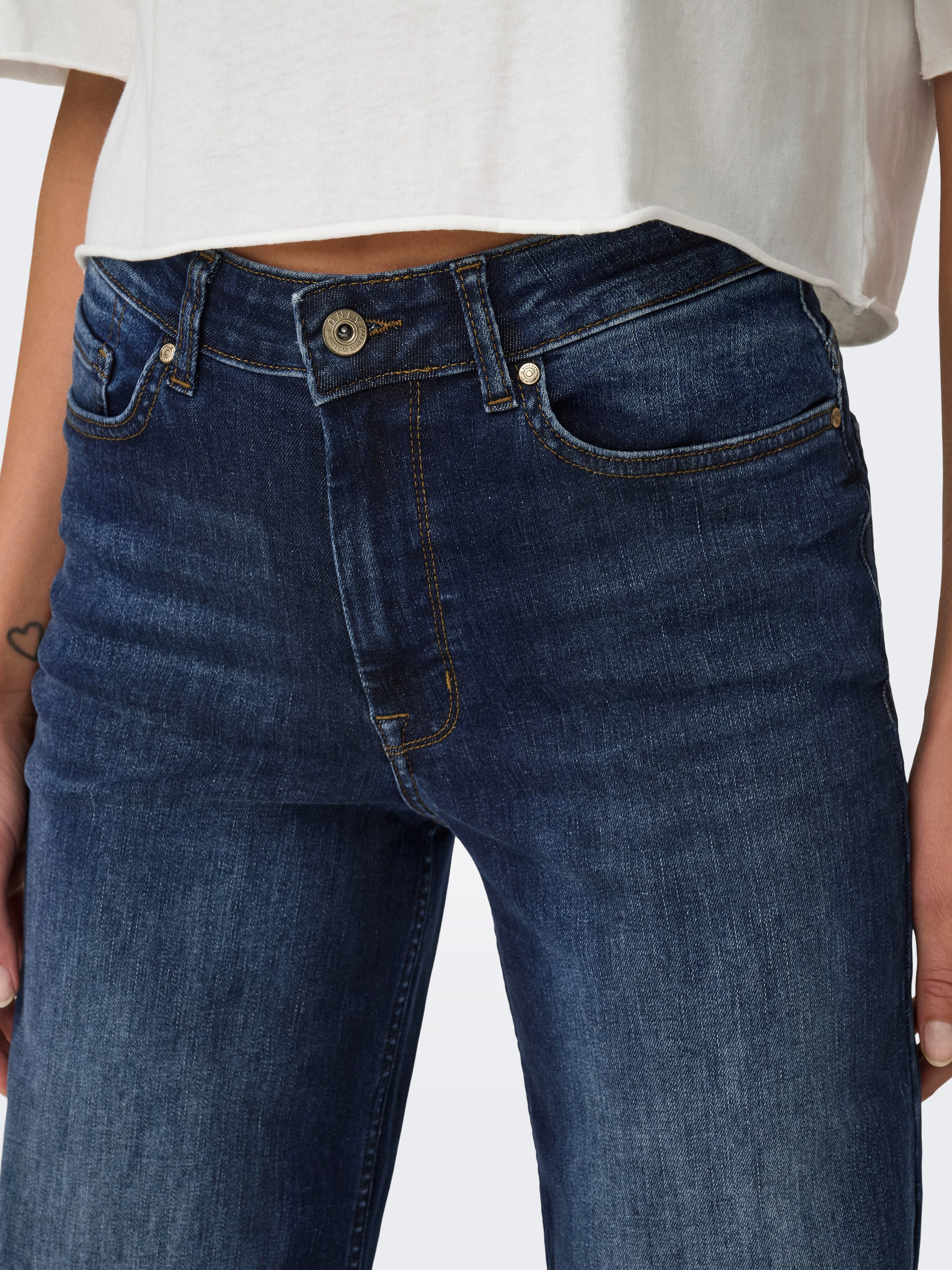 ONLMADISON High waist Wide Leg Fit Jeans Dark Blue Denim